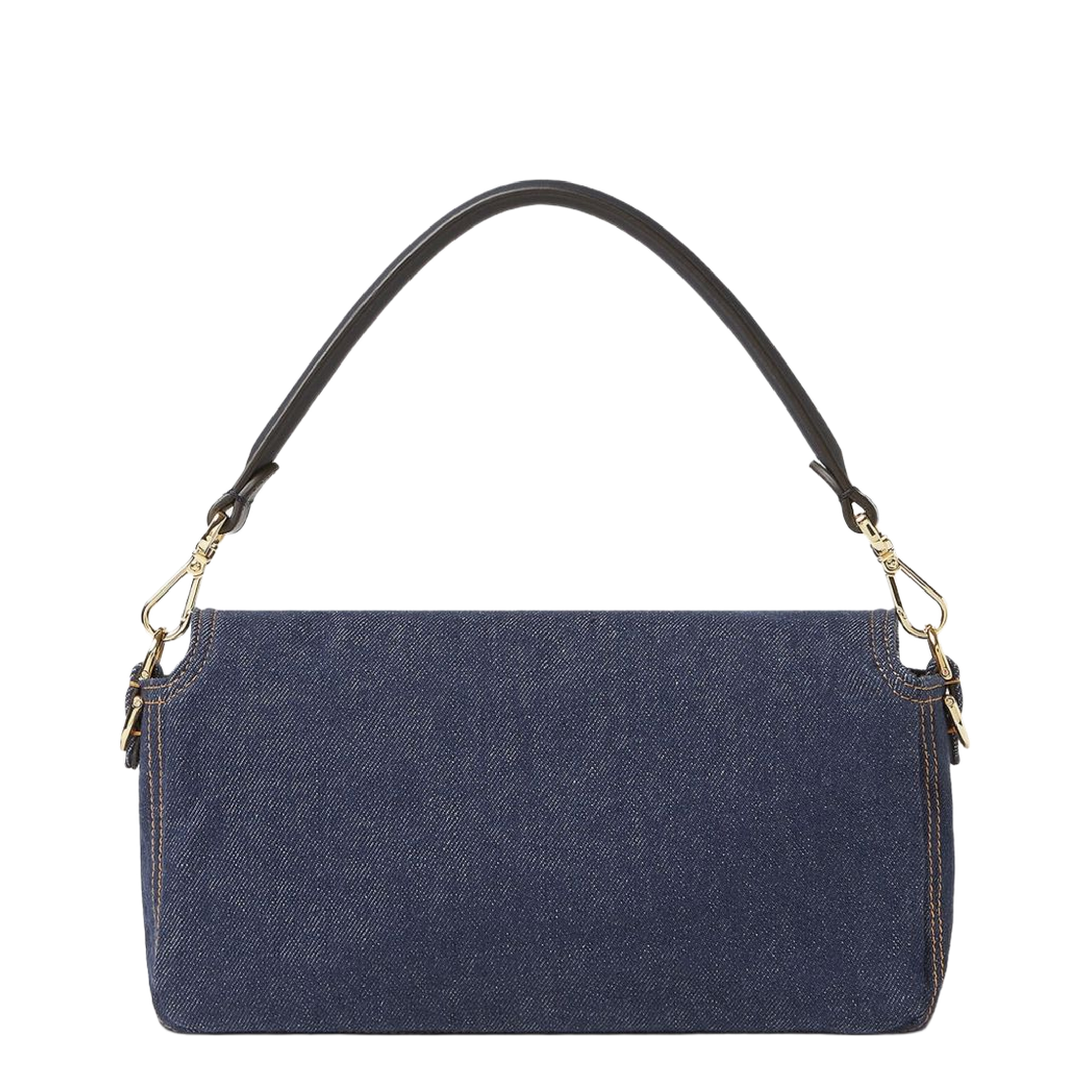 Baguette Medium Denim Shoulder Bag - Blue - Image 4