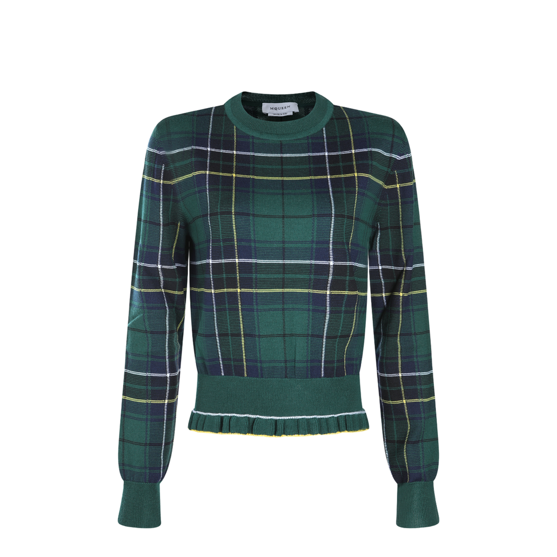 Wool Tartan Jumper Dark Green Blue - Image 2