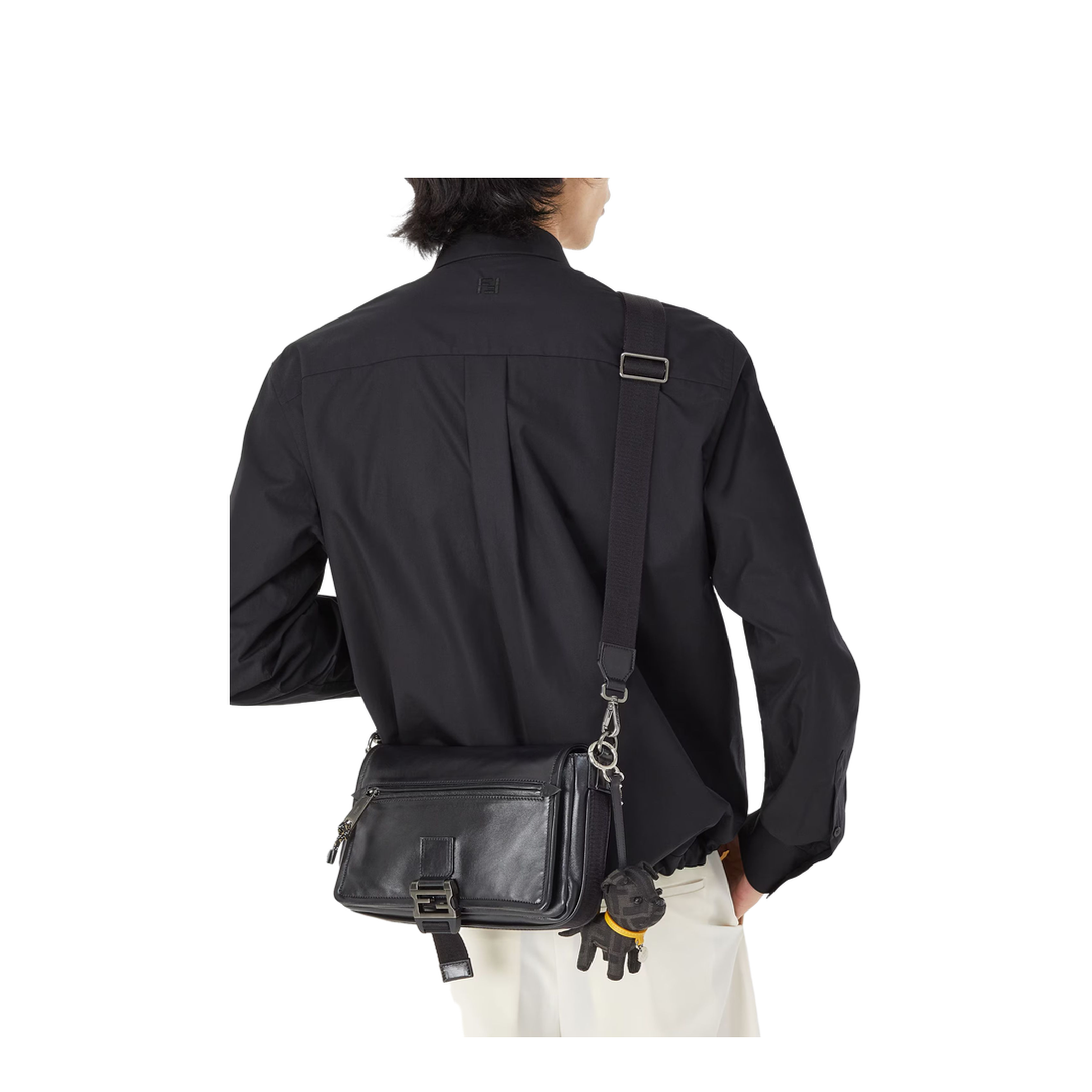 Flux Messenger Leather Crossbody Bag - Black - Image 5