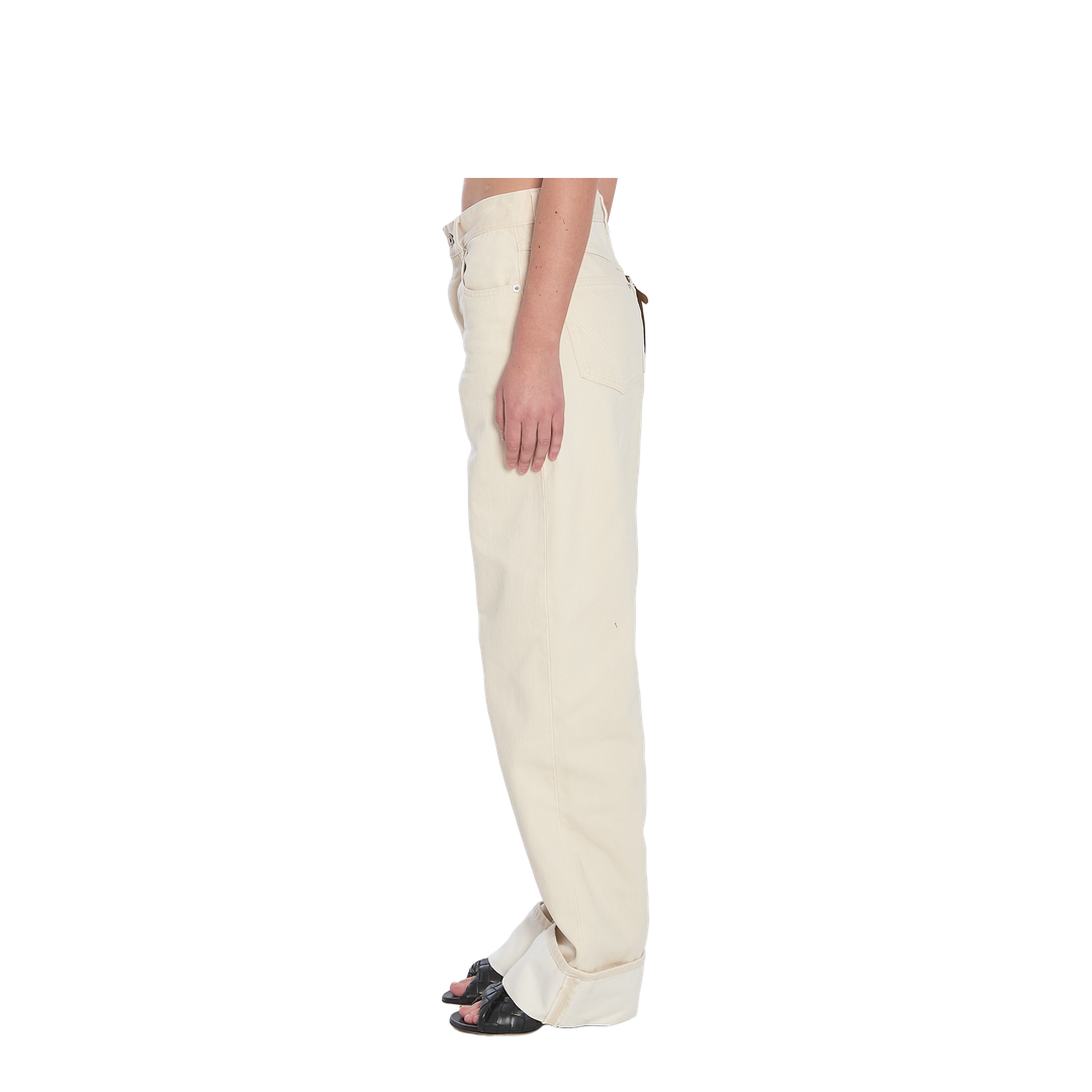 Colored Turned Up Jeans in Pale Meringue - Image 3