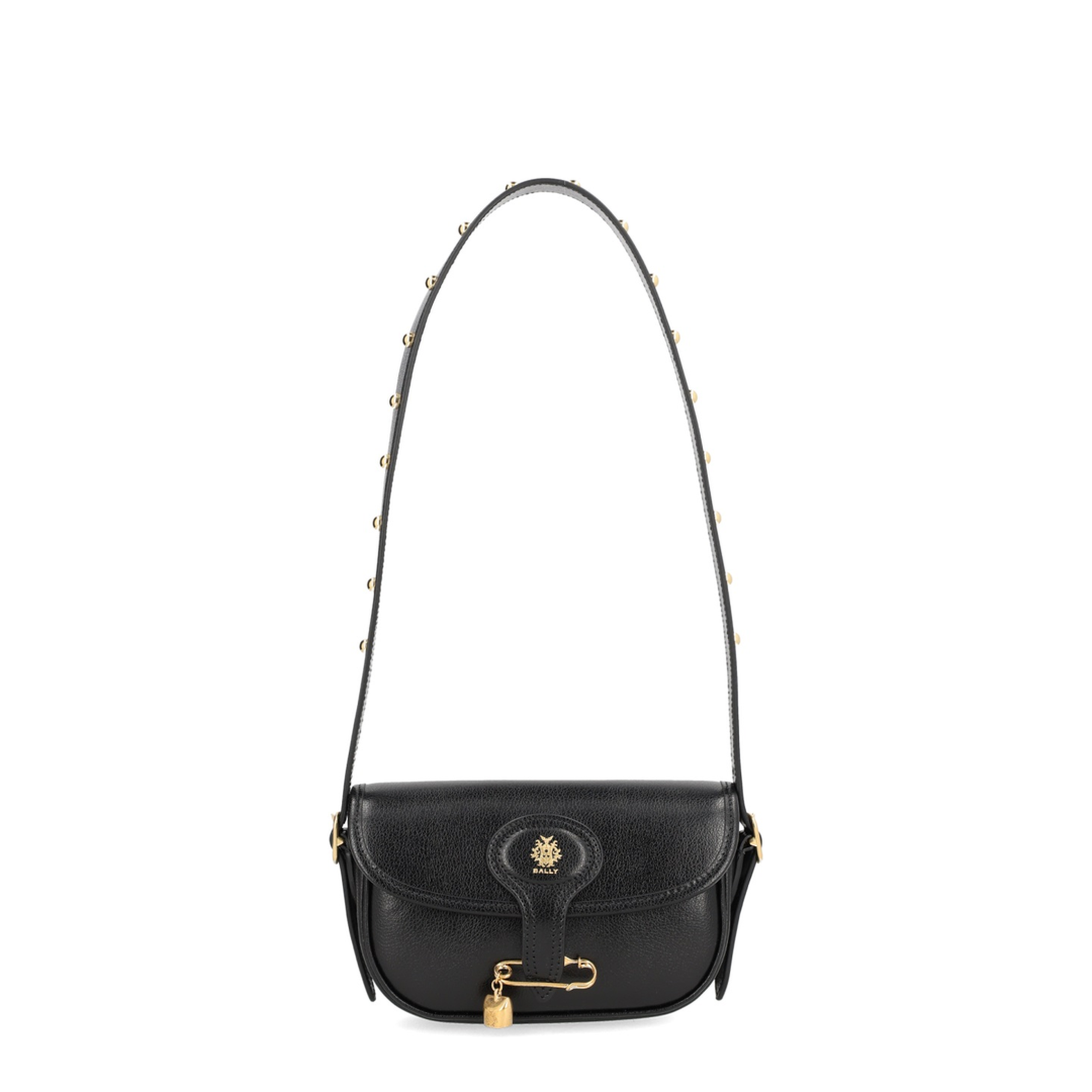 Safety-Pin-Detail Leather Shoulder Bag - Image 1