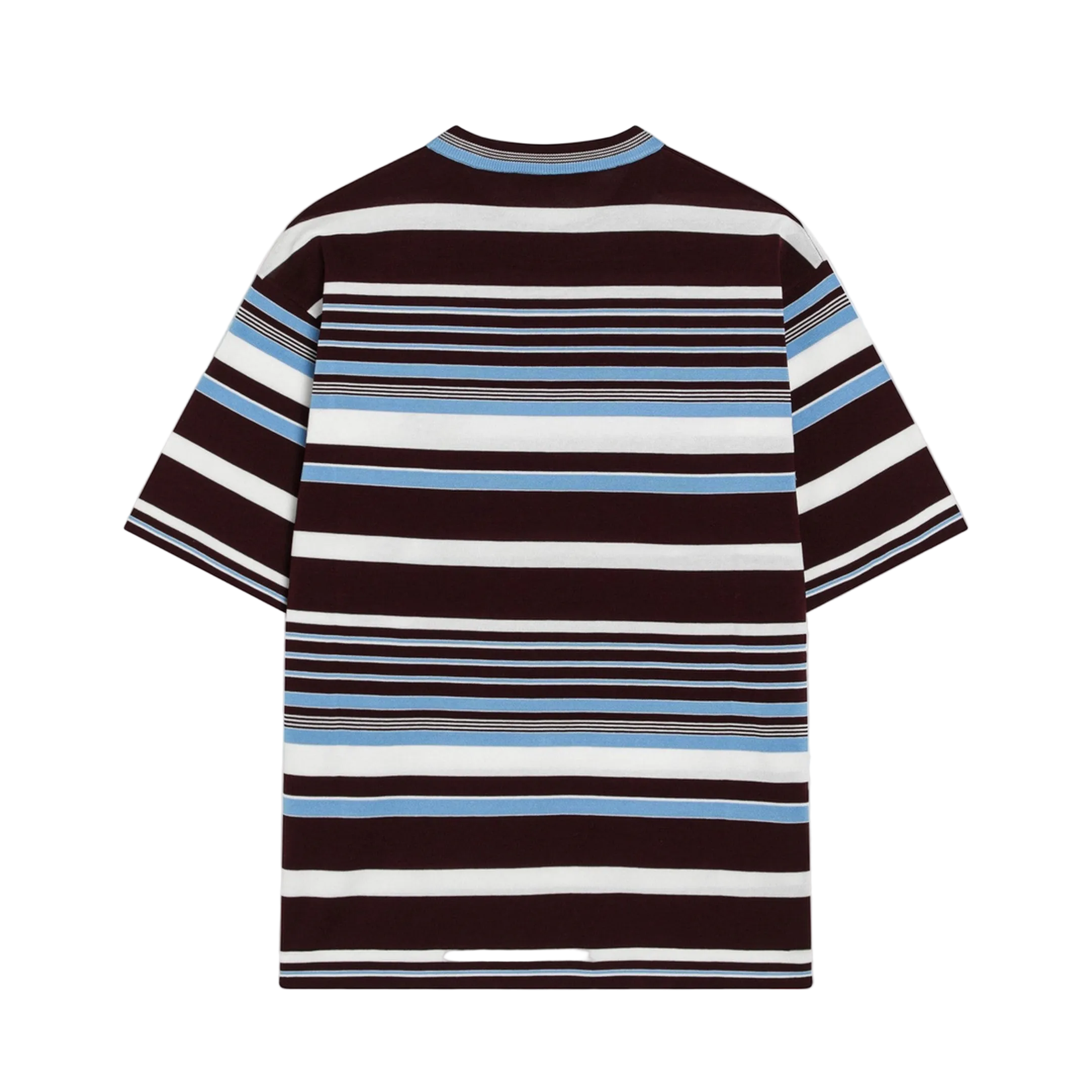 Amaranth and Light Blue Striped Cotton T-shirt - Image 2