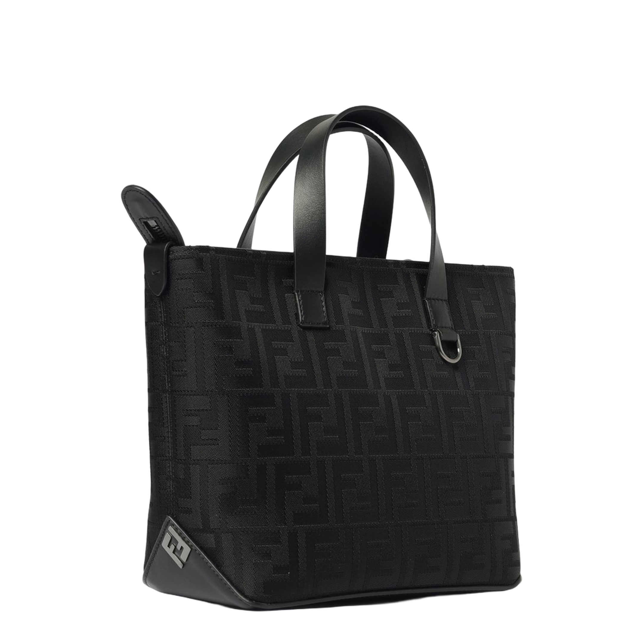 FF Squared Small Leather and Nylon Shopping Bag - Black - Image 3