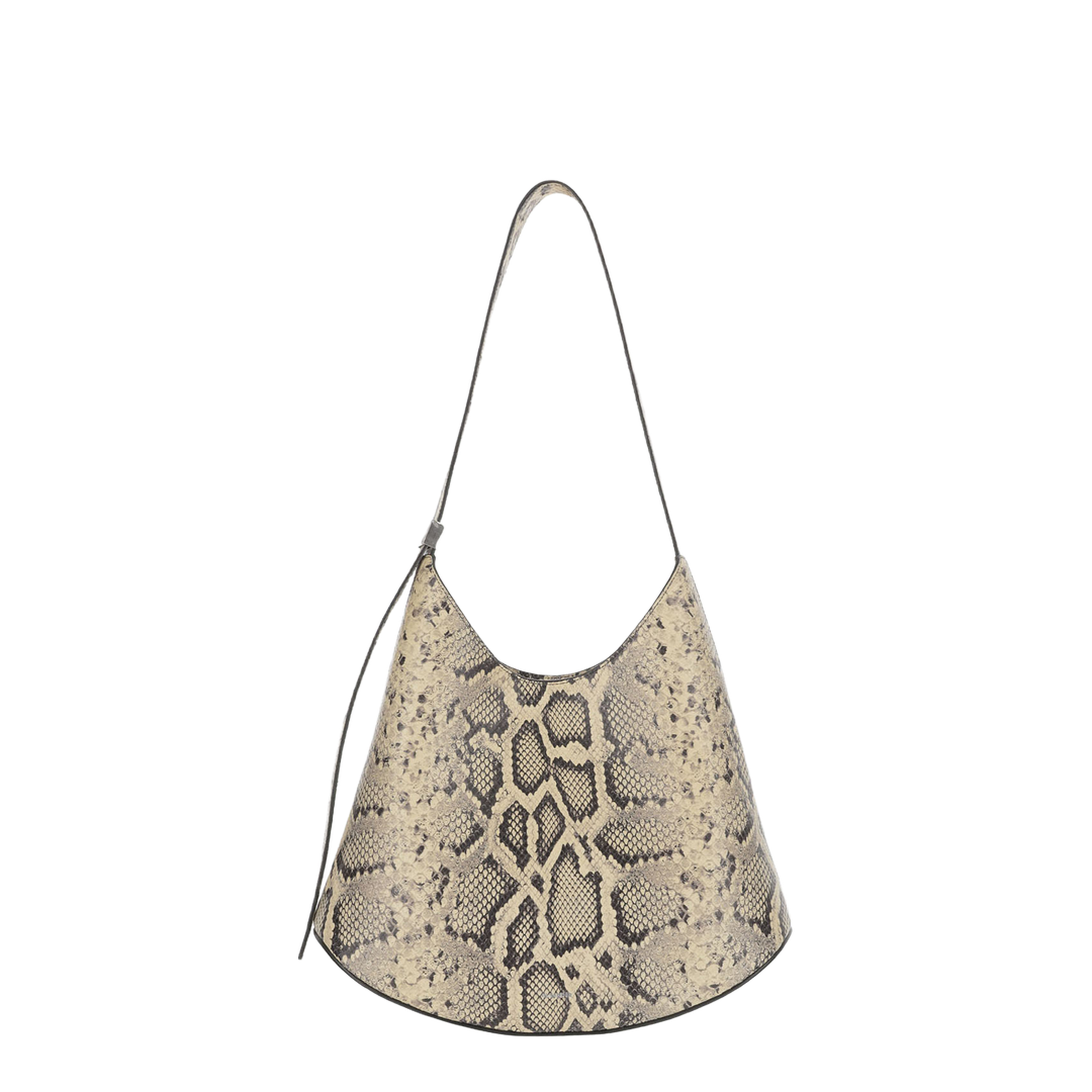 Eldorado Medium Python-Print Leather Shoulder Bag - Sand Beige - Image 4