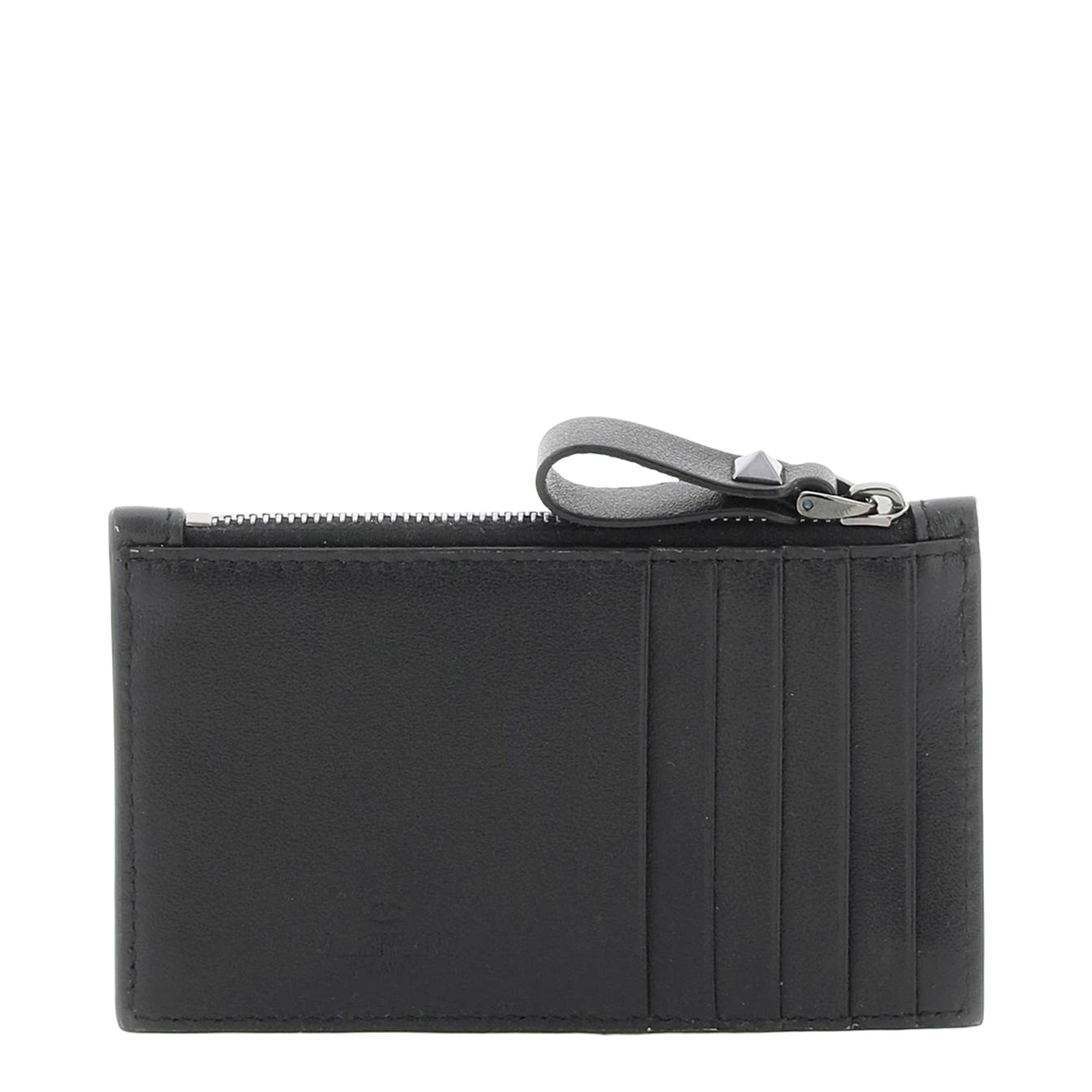 Rockstud Zip Cardholder In Black Calf Leather - Image 5