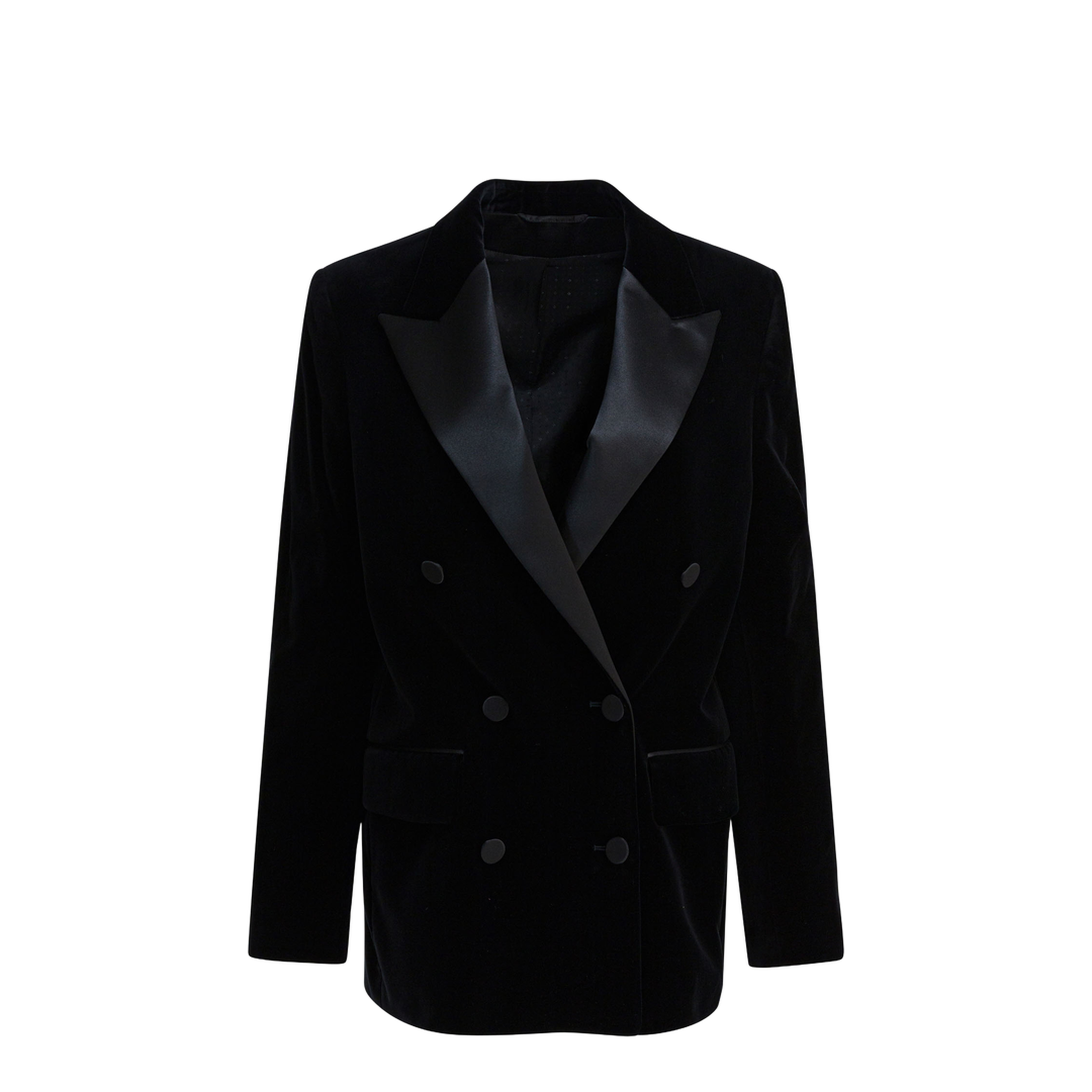 Velvet And Satin Double-Breasted Blazer - Image 1