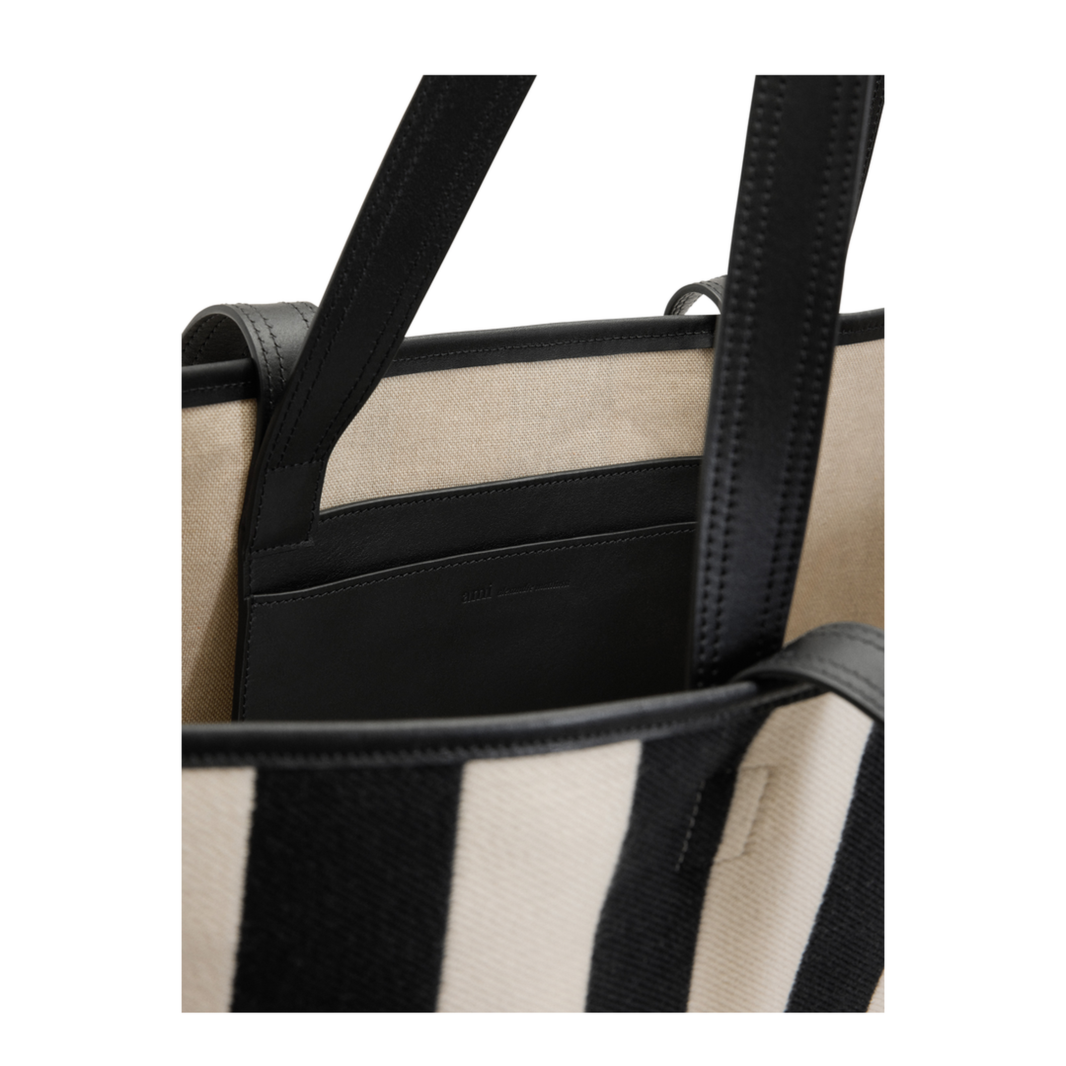 Ami de Coeur Medium Cotton Canvas Shopping Tote - WHITE CREAM/BLACK - Image 4