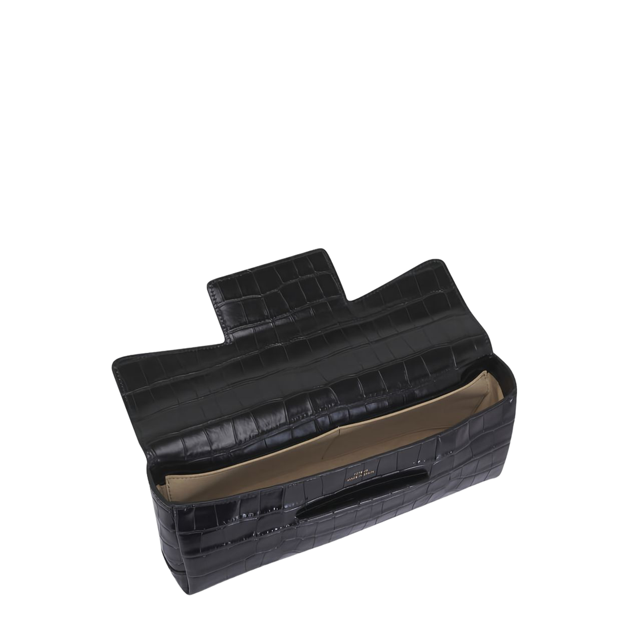 T-Clutch Croco-Embossed Leather Clutch - Black - Image 3