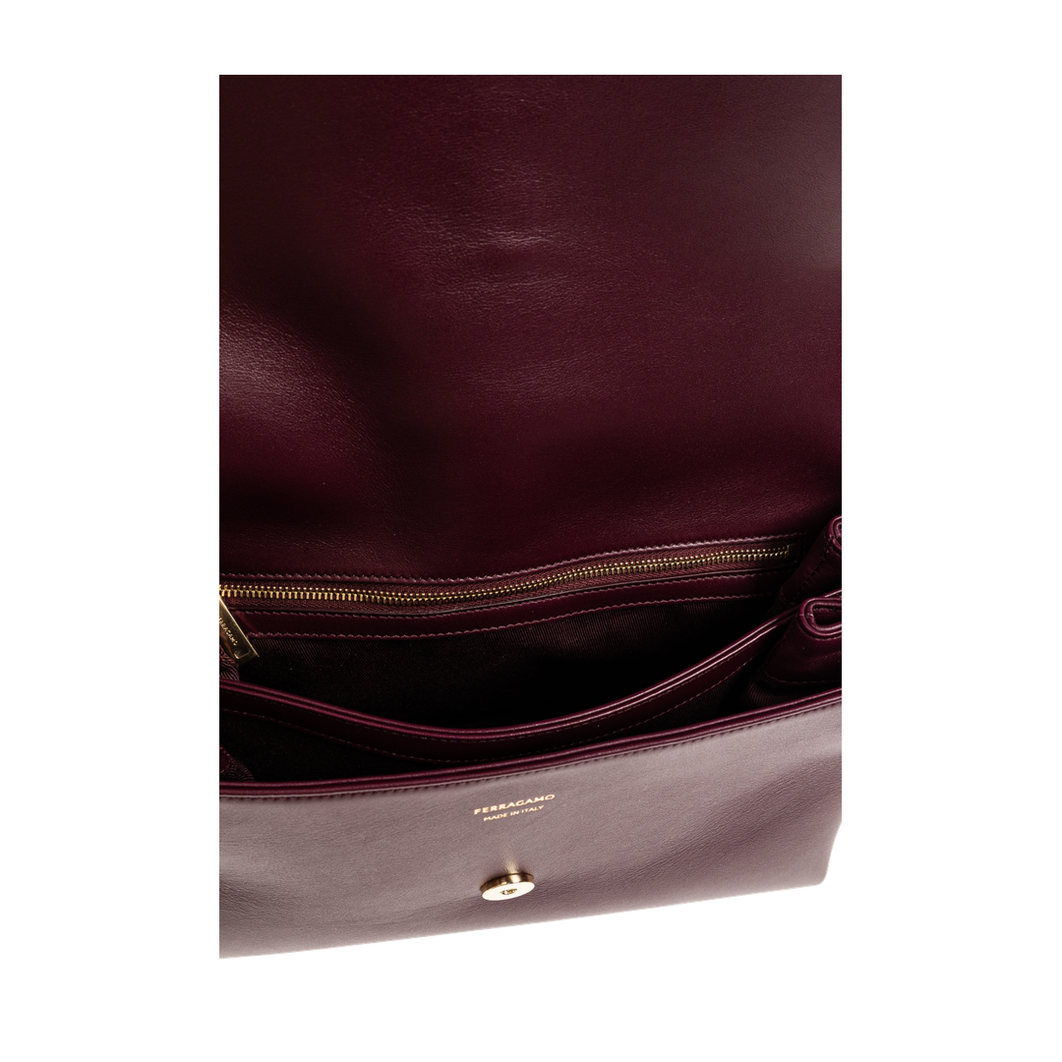 Small Calfskin Front Flap Shoulder Bag - Plum - Image 5