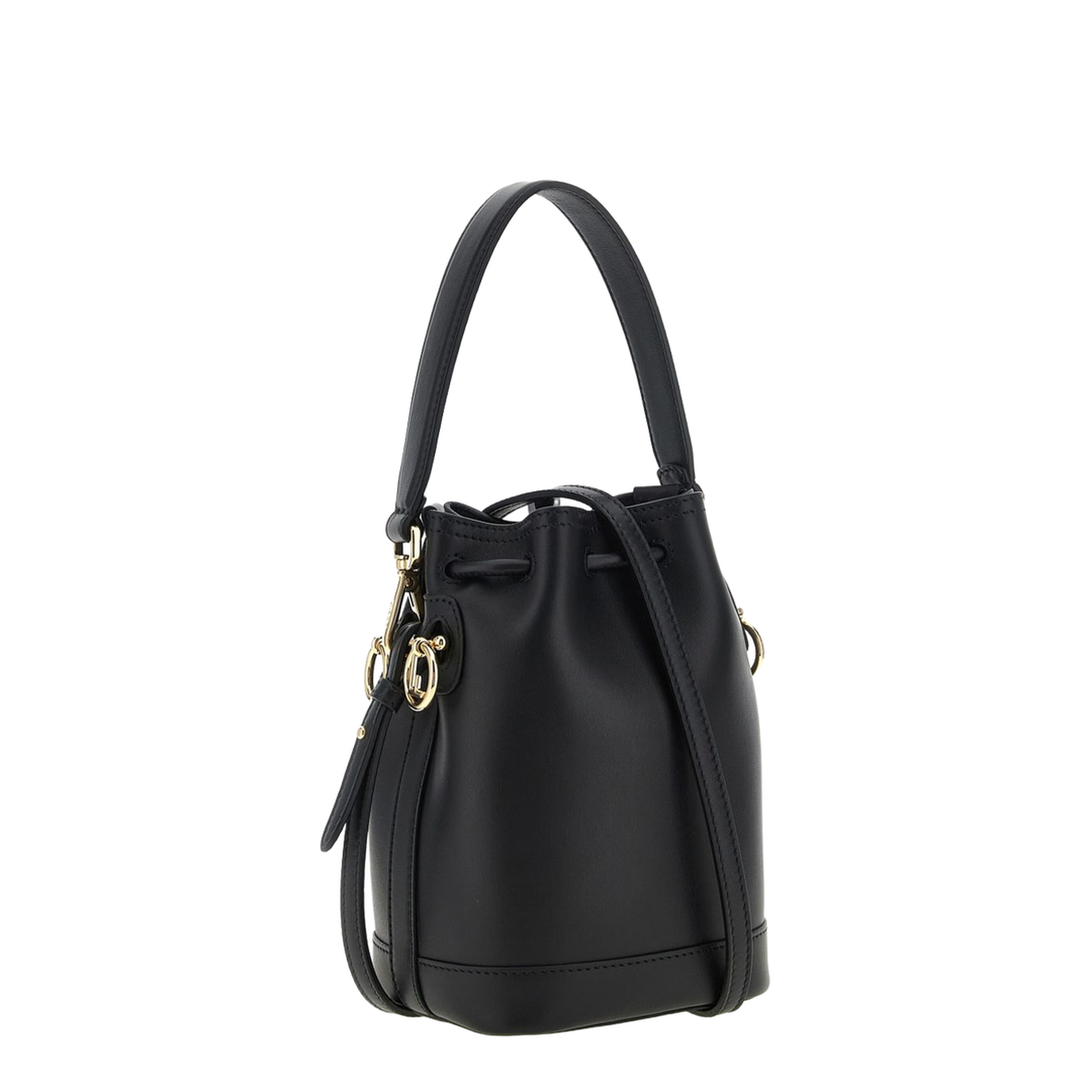 Mon Tresor Mini Leather Bucket Bag - Black - Image 4