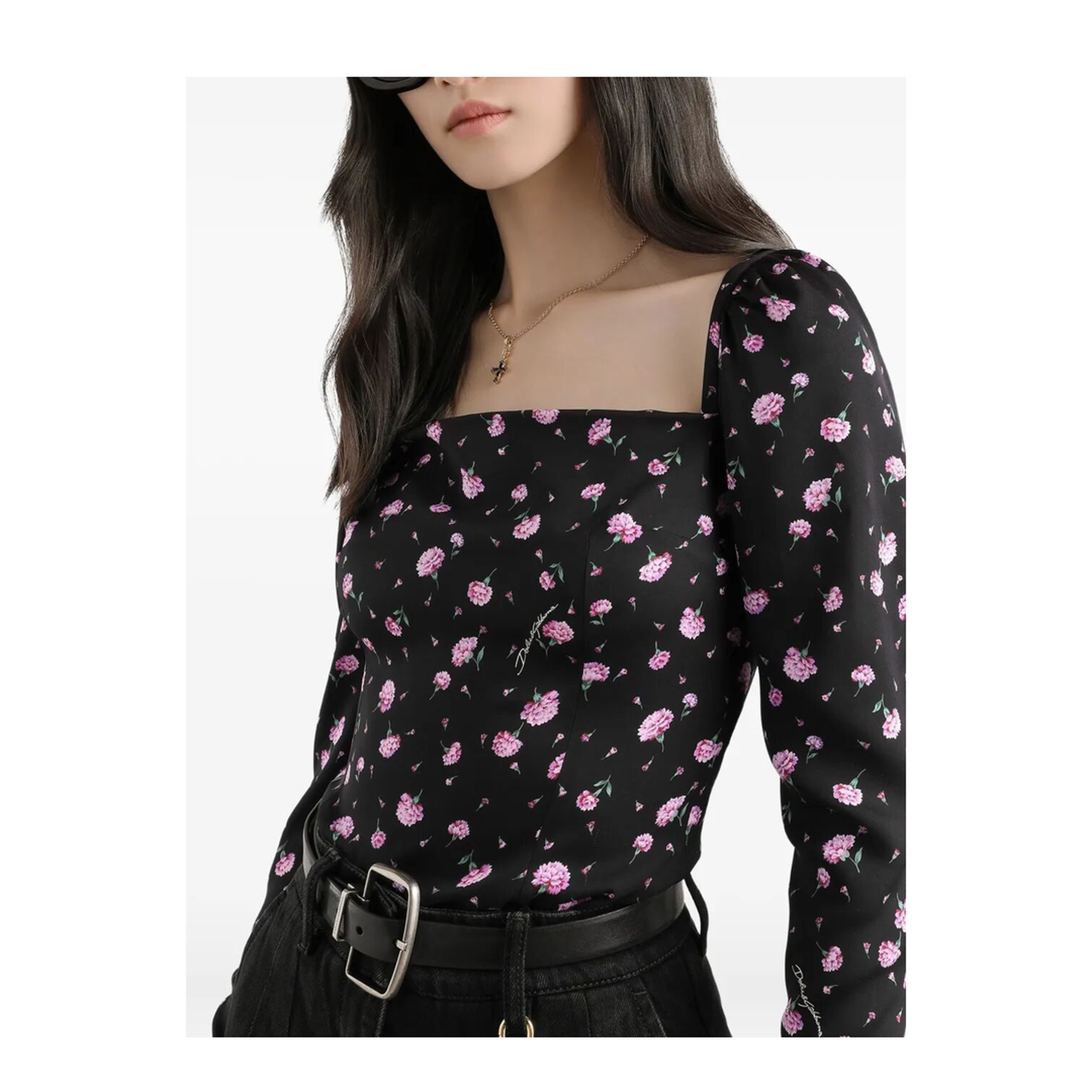 Carnations-Print Silk Top - Image 2