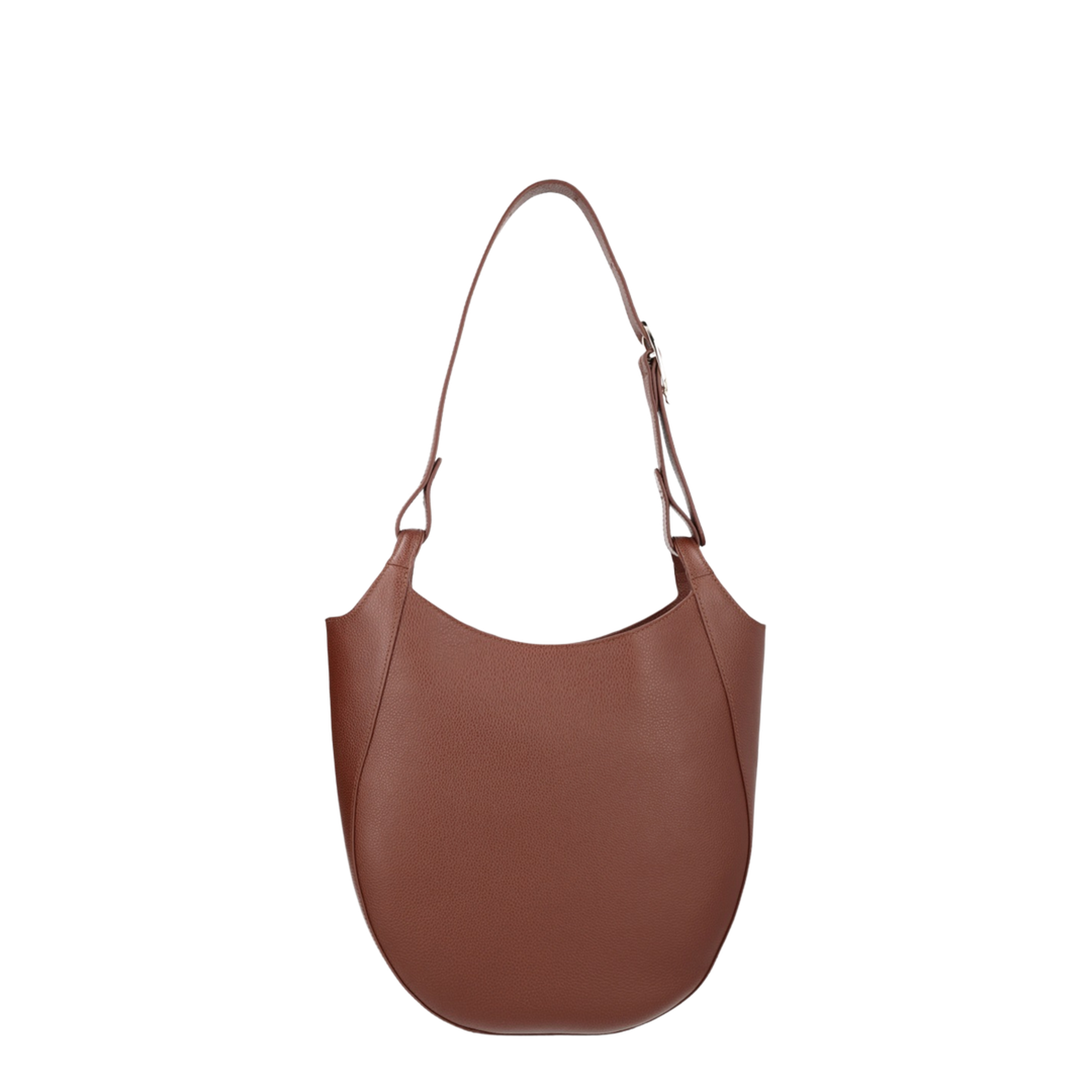 Le Foulonné Large Cowhide Leather Hobo Bag - Coffee - Image 1