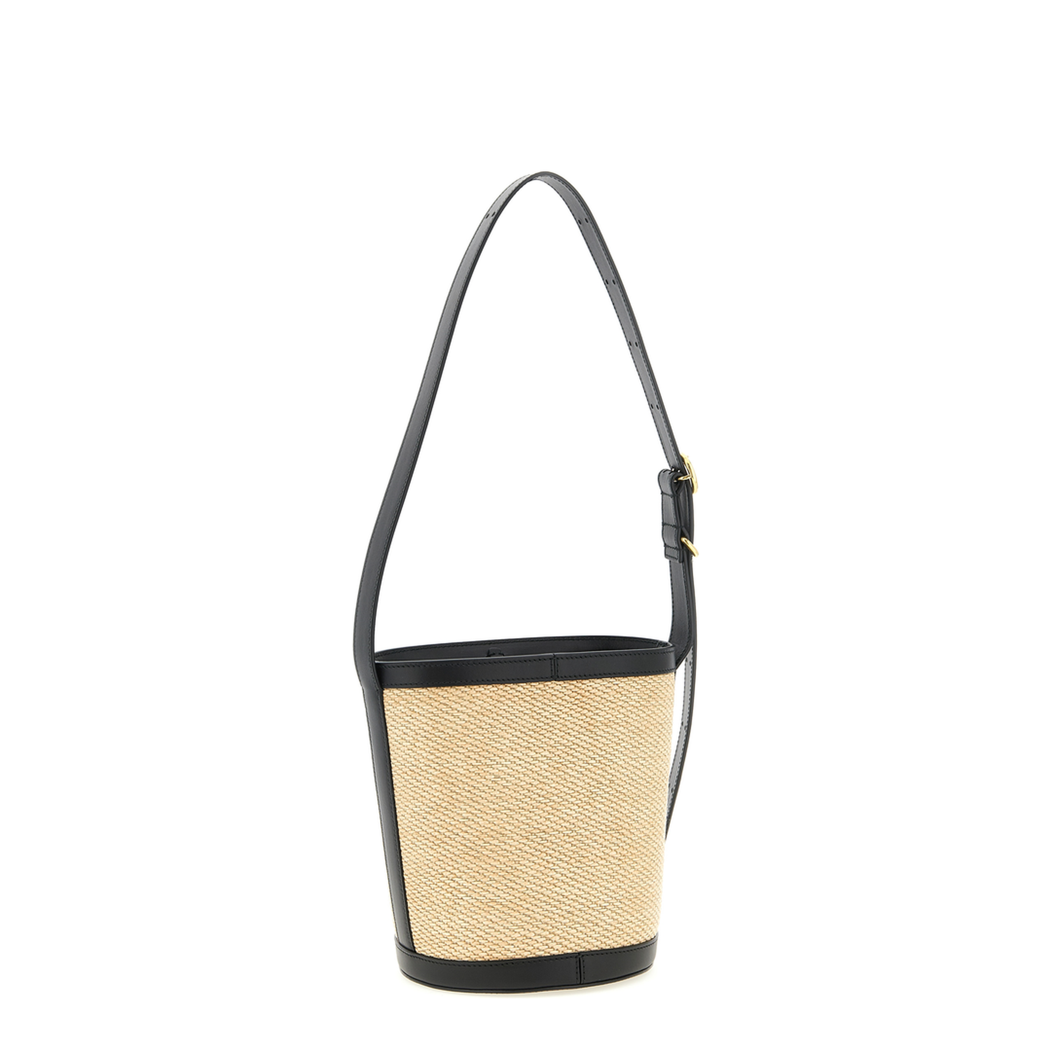 Medium Nylon-Cotton-Linen Blend Bucket Bag - Natural - Image 1
