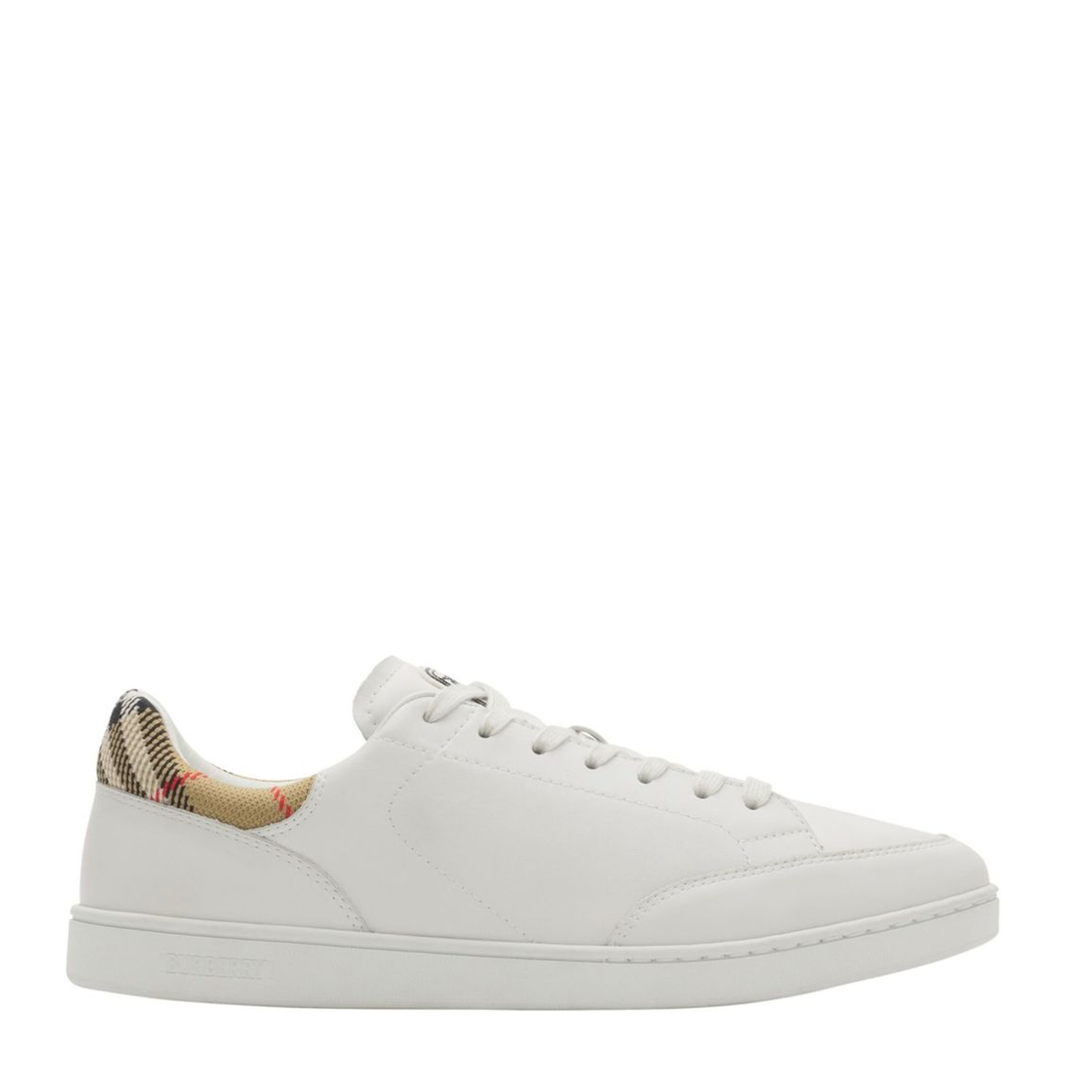 Checked Heel Leather Low-Top Sneakers - Image 1