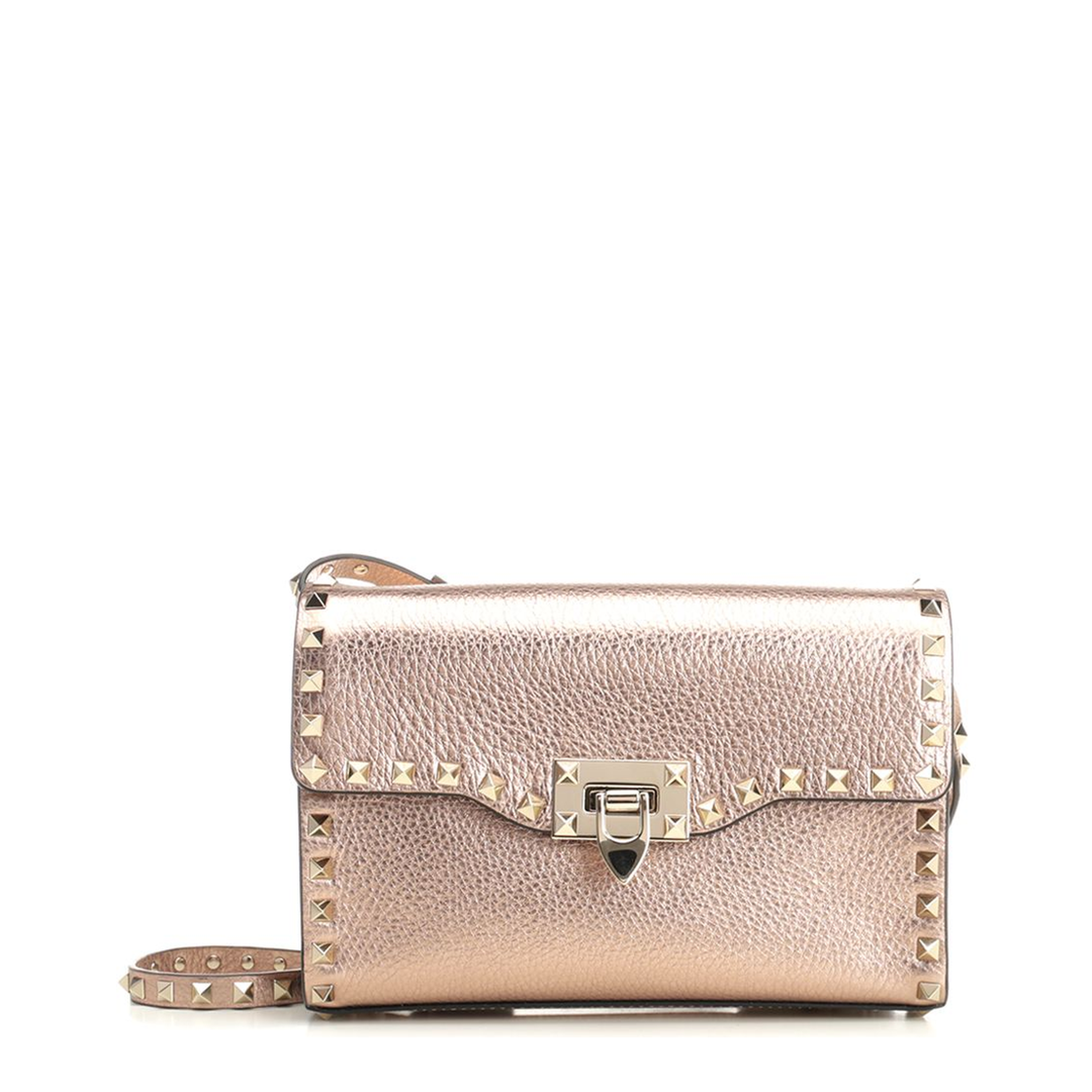 Rockstud Small Laminated Calfskin Crossbody - Rose Cannelle - Image 1