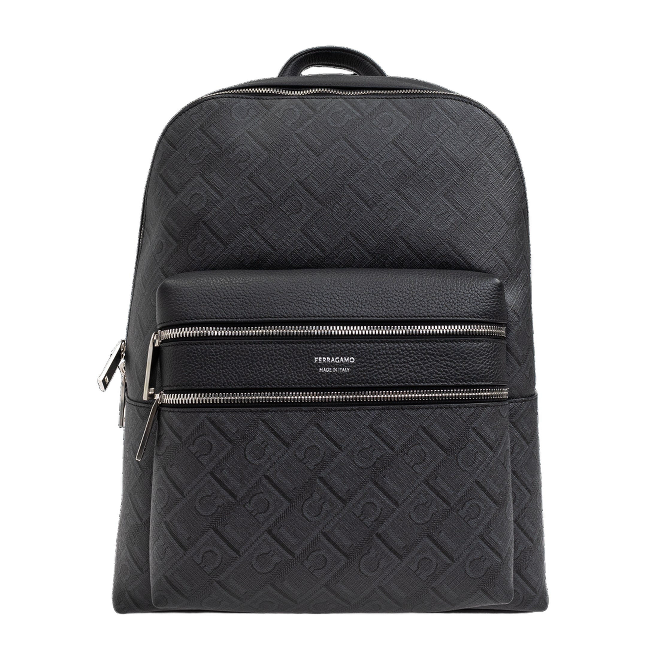 Monogram Polyurethane Backpack - Black/Grey - Image 1
