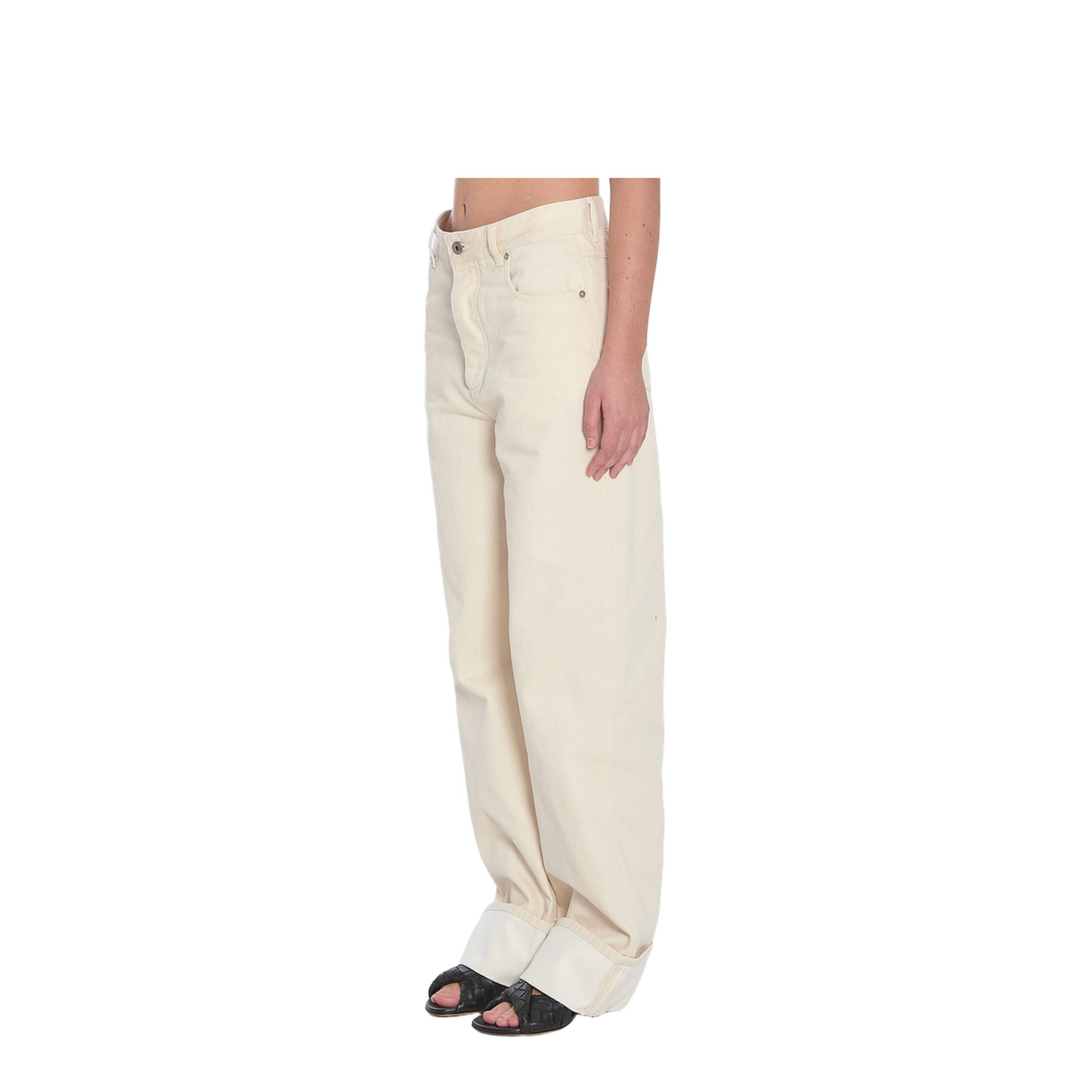 Colored Turned Up Jeans in Pale Meringue - Image 2
