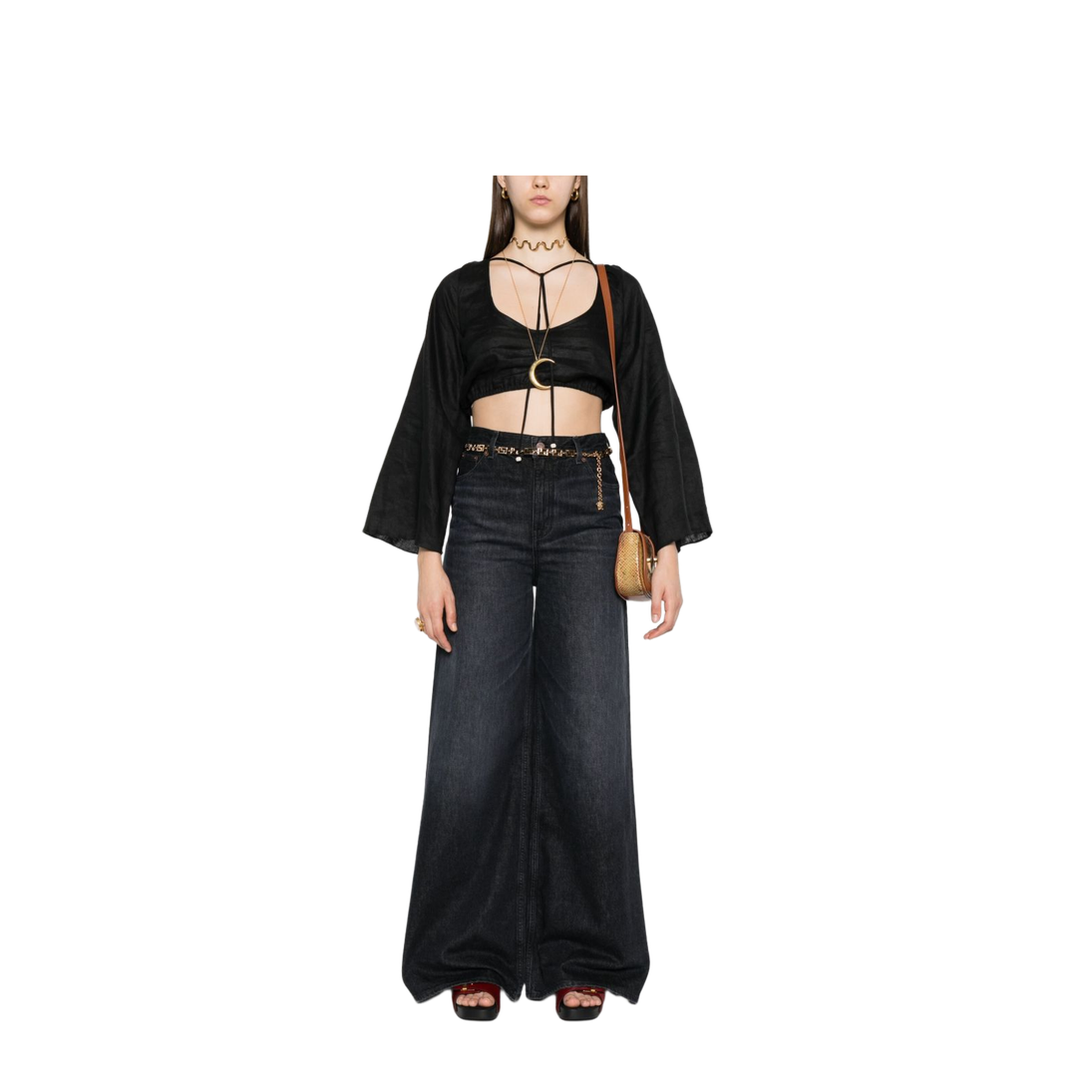 High-rise wide-leg jeans in denim - Image 3