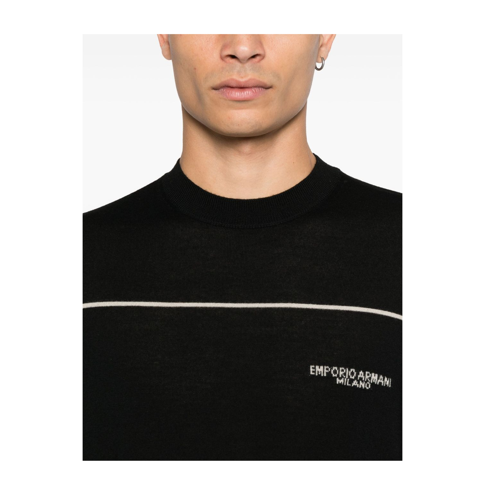 Virgin Wool Jumper with Jacquard Logo Black - Image 4