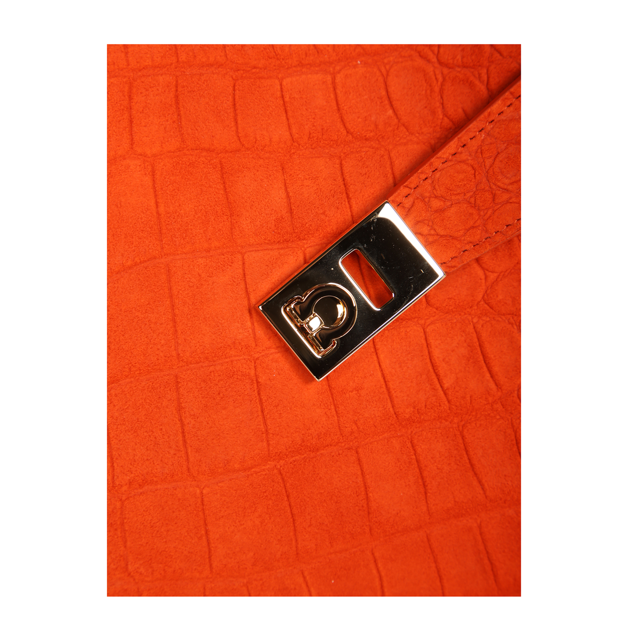Hug Calf Suede Shoulder Bag - Orange - Image 3