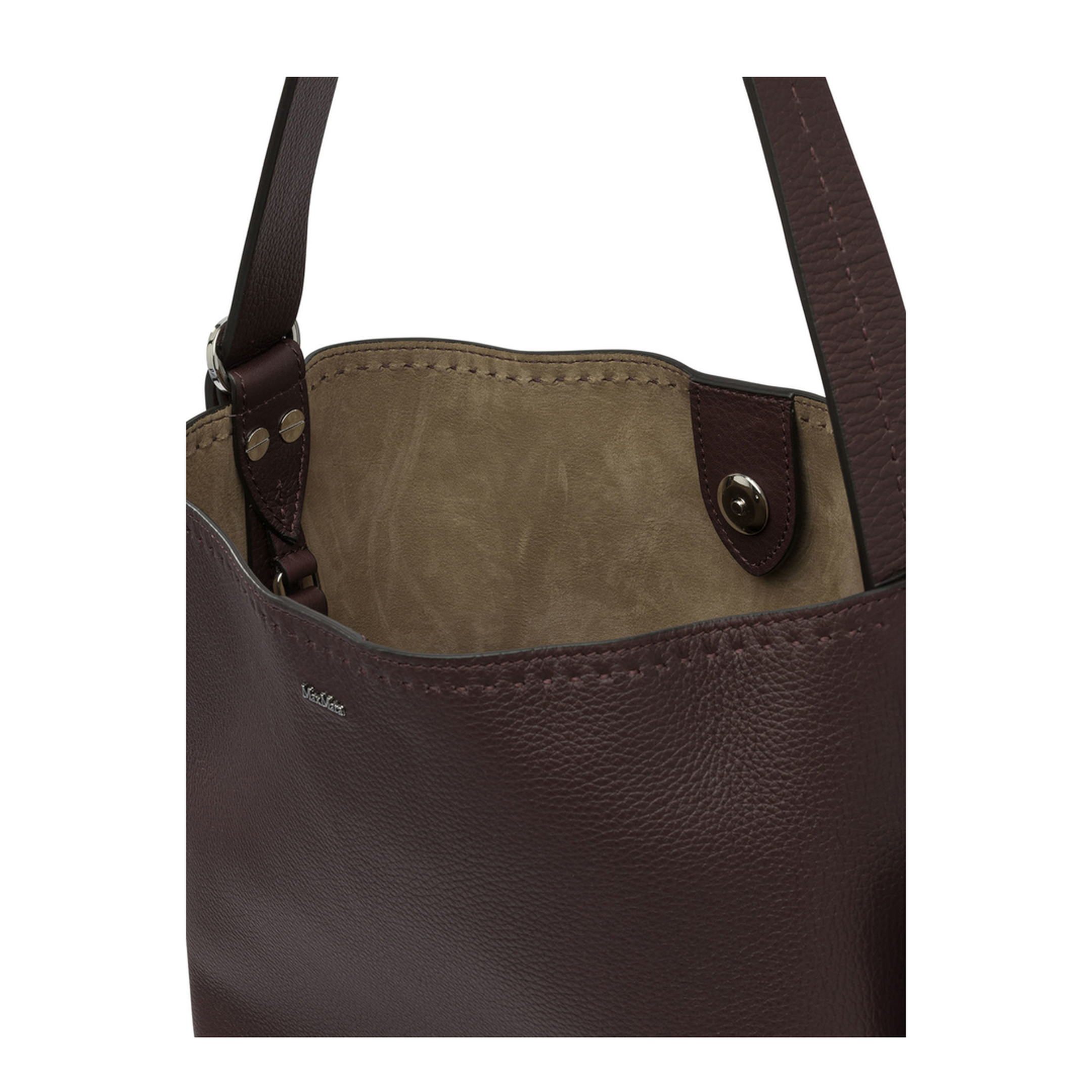Archetipo Calf Leather Bucket Bag - Bordeaux - Image 4
