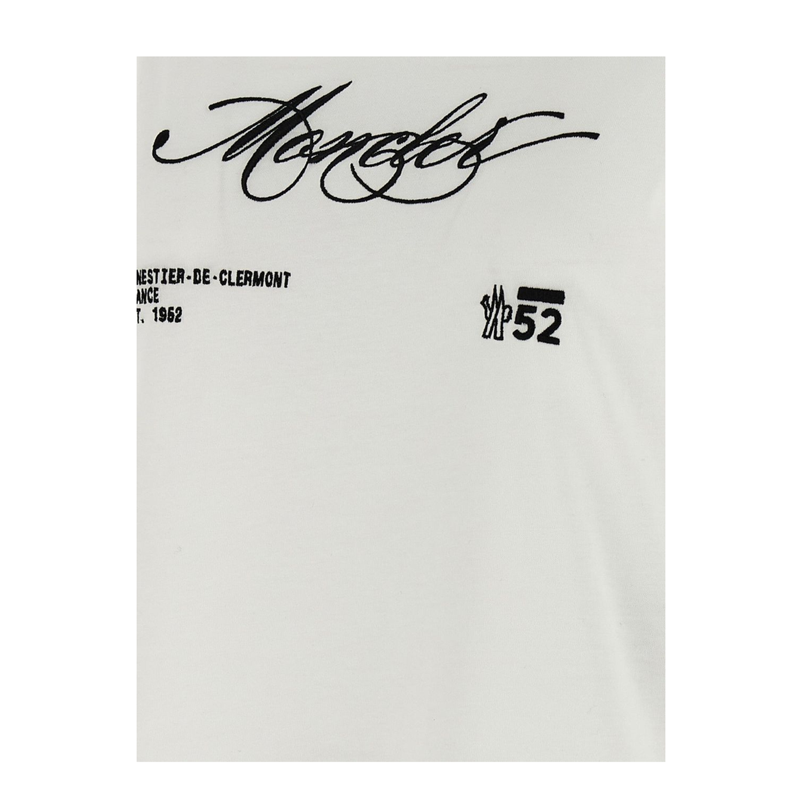 White Embroidered Cursive Logo Cotton T-Shirt - Image 4