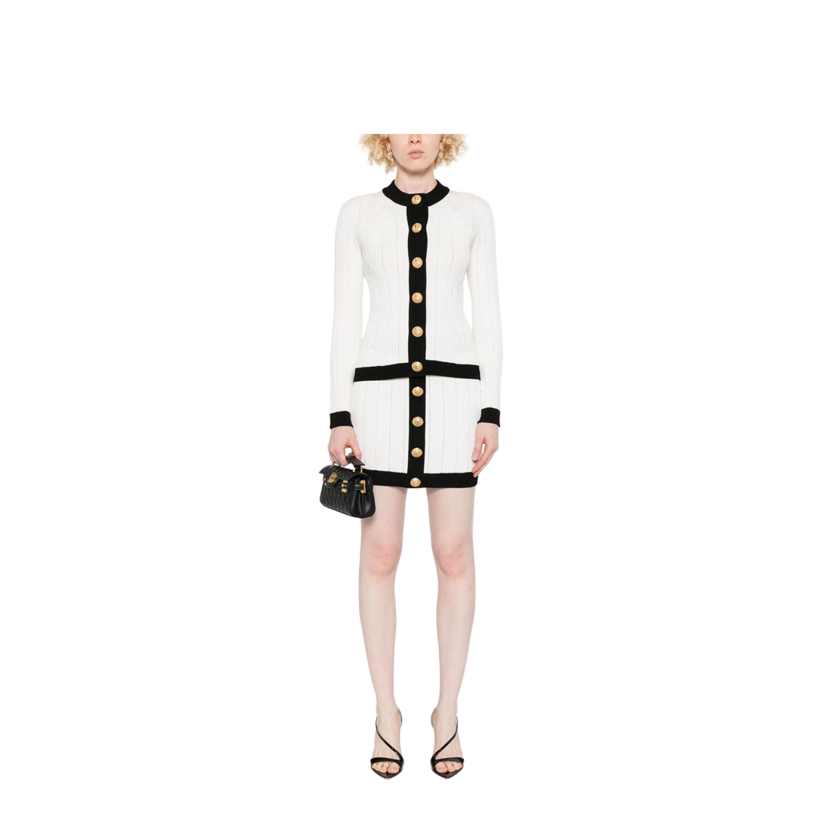 Knitted Buttoned Mini Skirt - Image 3