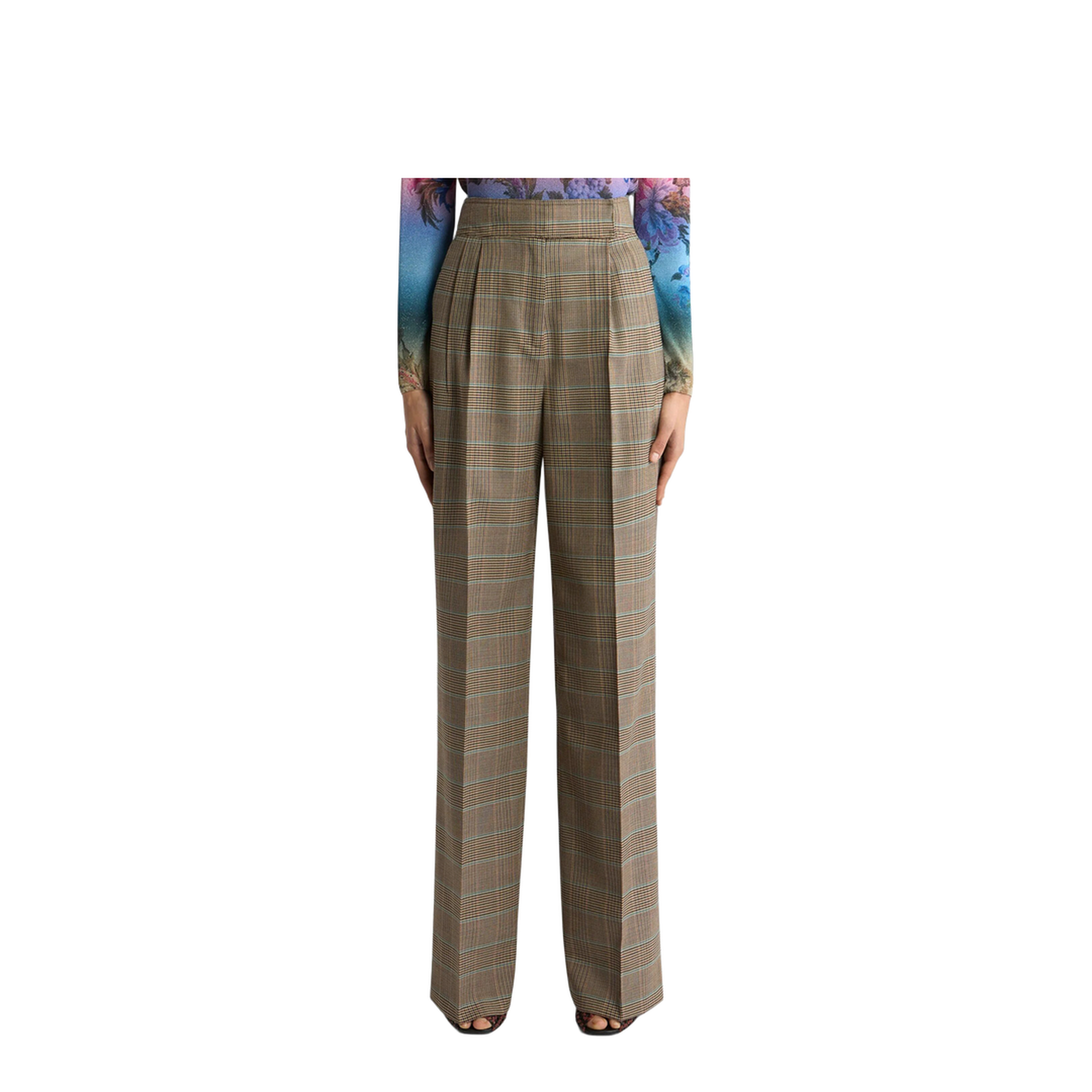 Stretch Wool Pants with Prince of Wales Pattern - Image 3