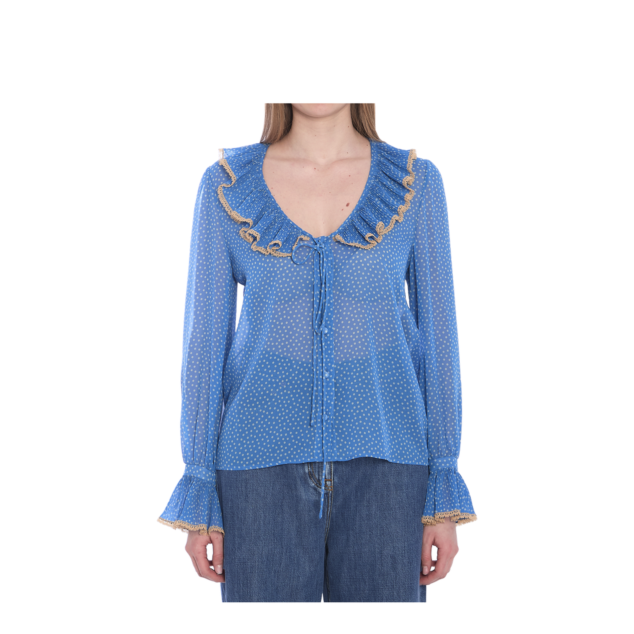 Silk Bow Tie Blouse Shirt - Image 1
