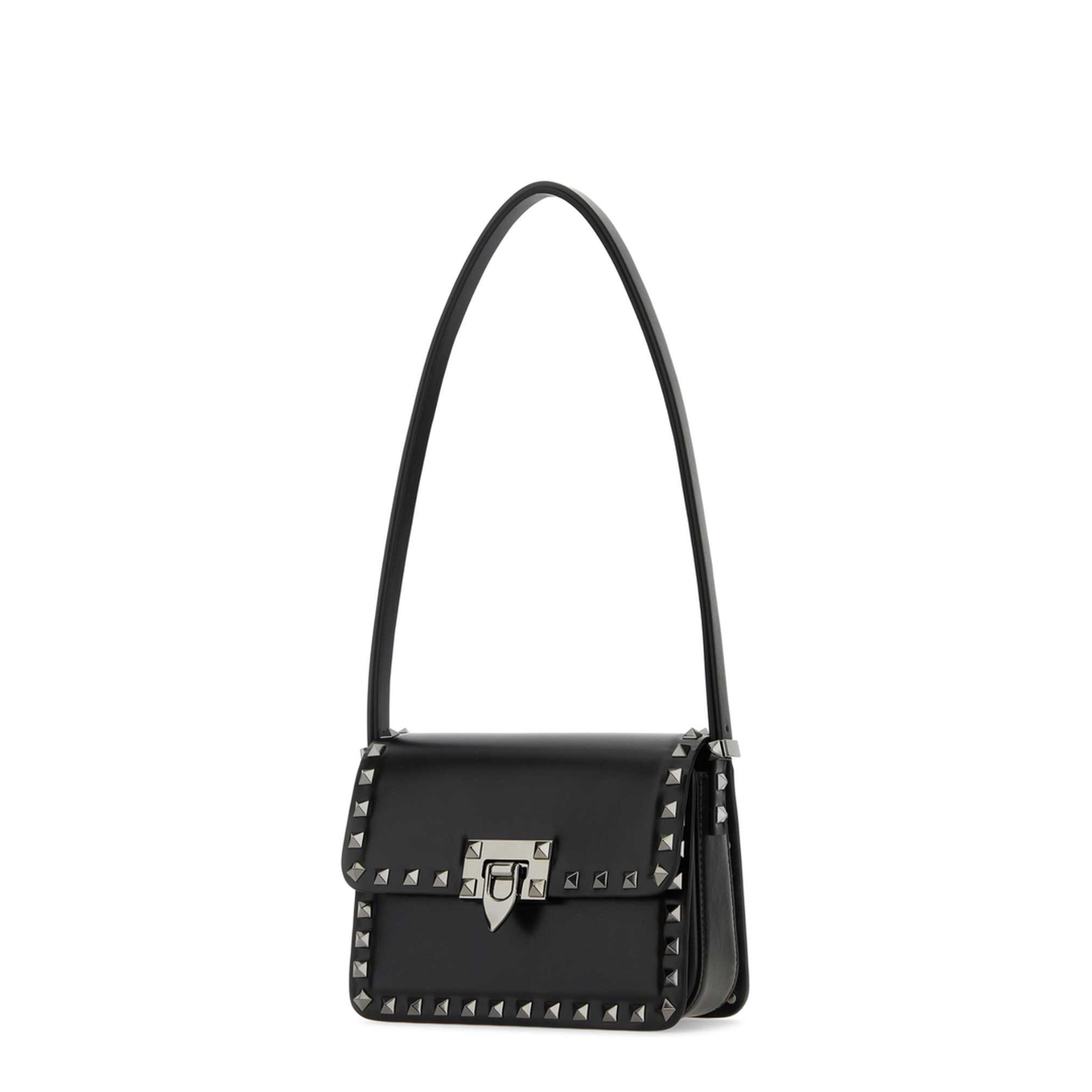 Rockstud Leather Shoulder Bag - Black - Image 2