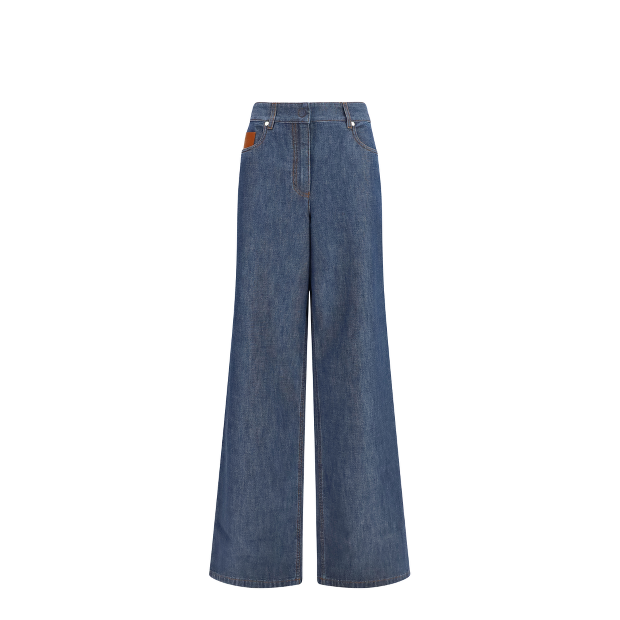 Wide-leg Chambray Jeans - Image 1
