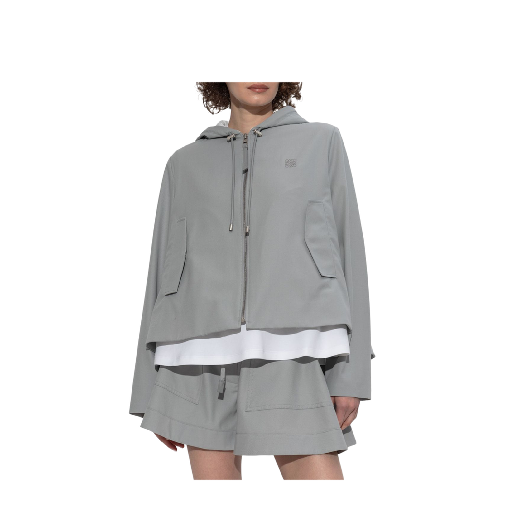 Hooded Jacket in Cotton Grey - Image 2