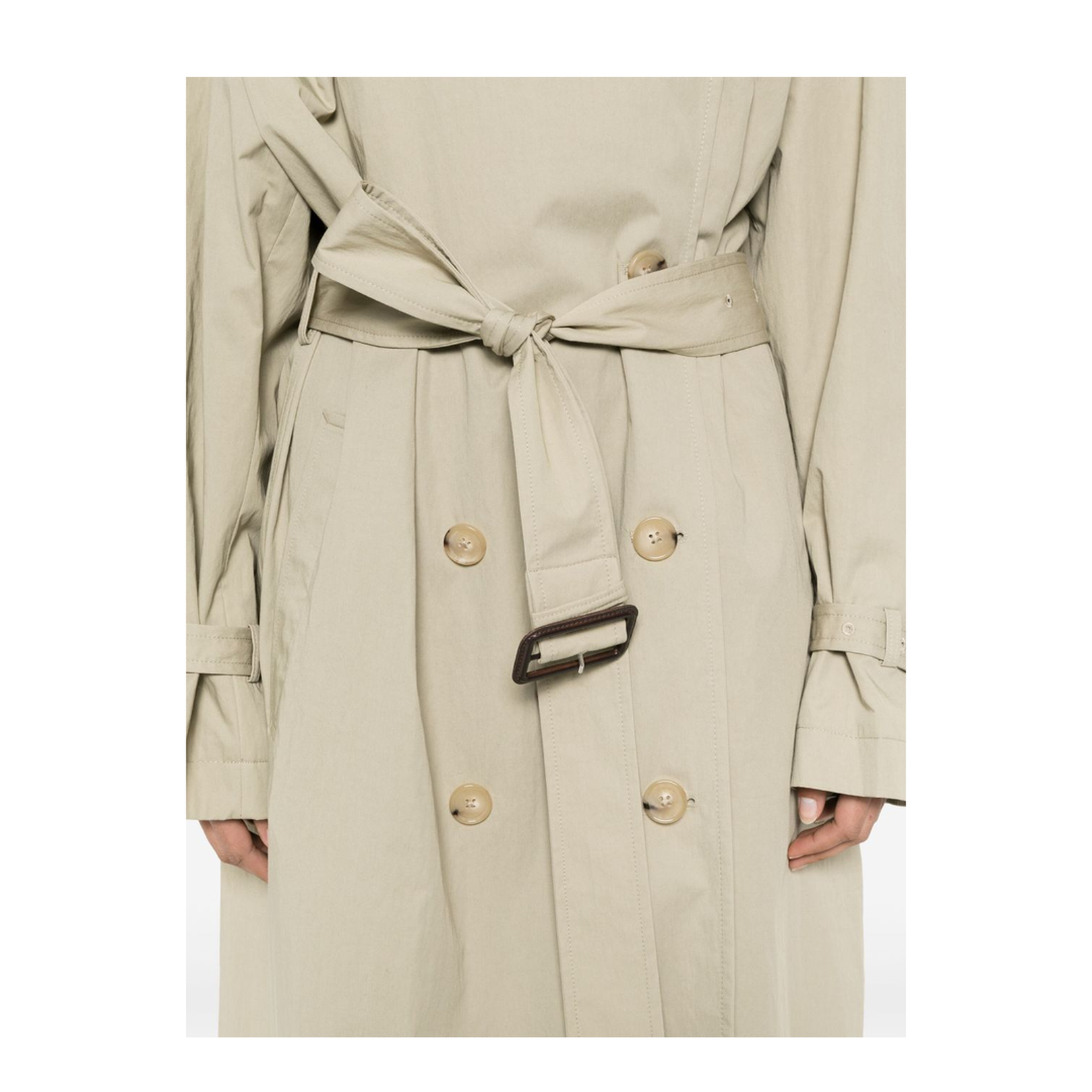 Beige Double-Breasted Trench Coat - Image 2