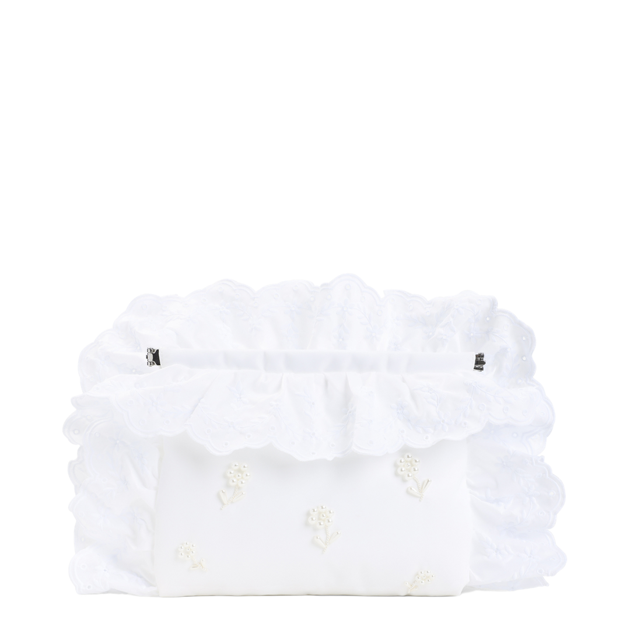 Embellished Pillowcase Clutch Bag - White/Pearl - Image 2