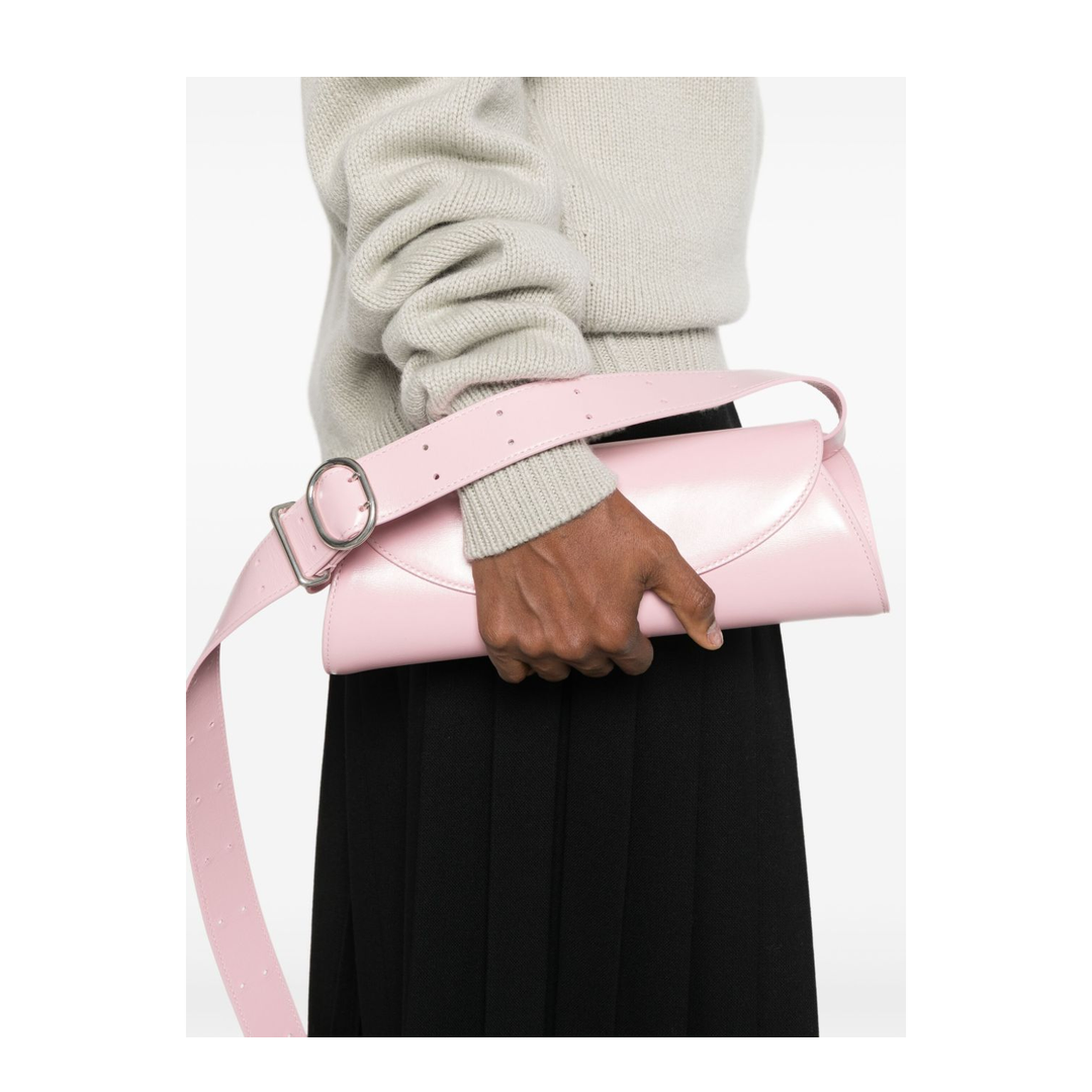 Cannolo Small Calf Leather Shoulder Bag - Pink - Image 5