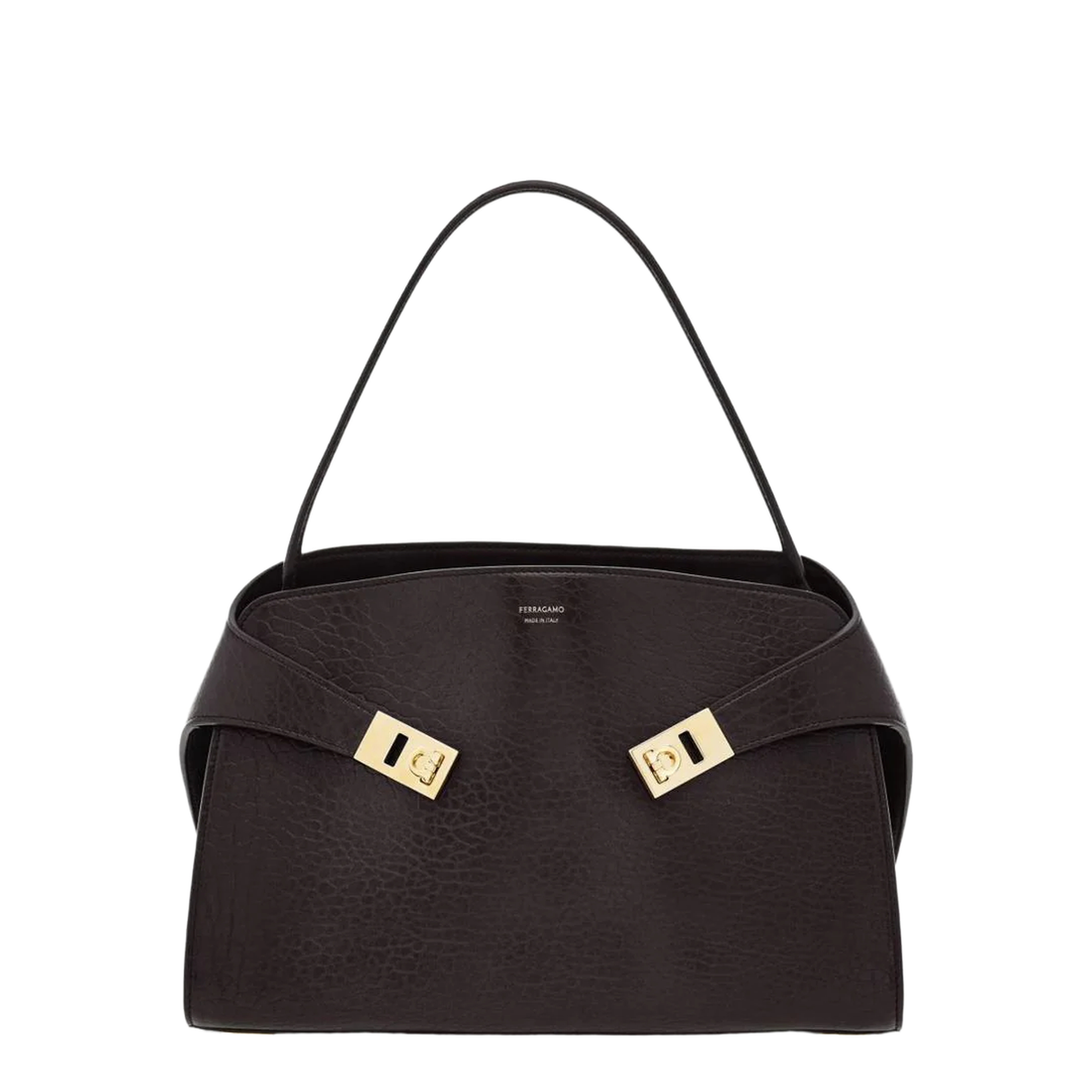 Dark Brown Leather Medium Hug Soft Shoulder Bag - Image 1