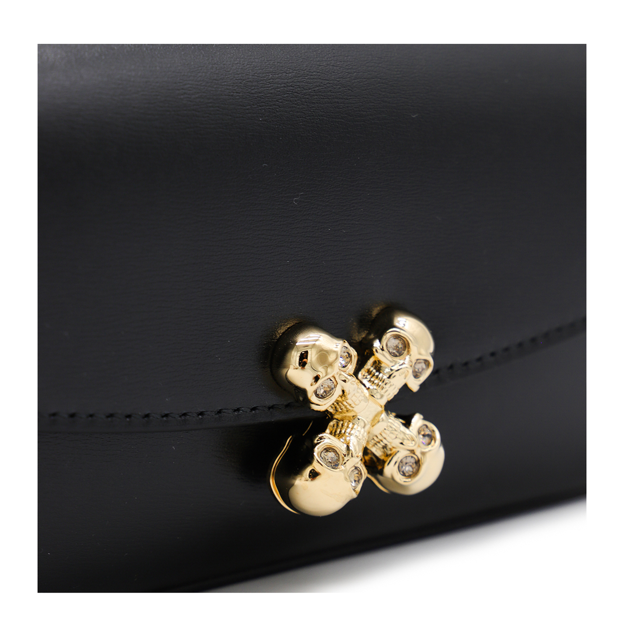 Small Calf Leather Crossbody - Black/Gold - Image 7