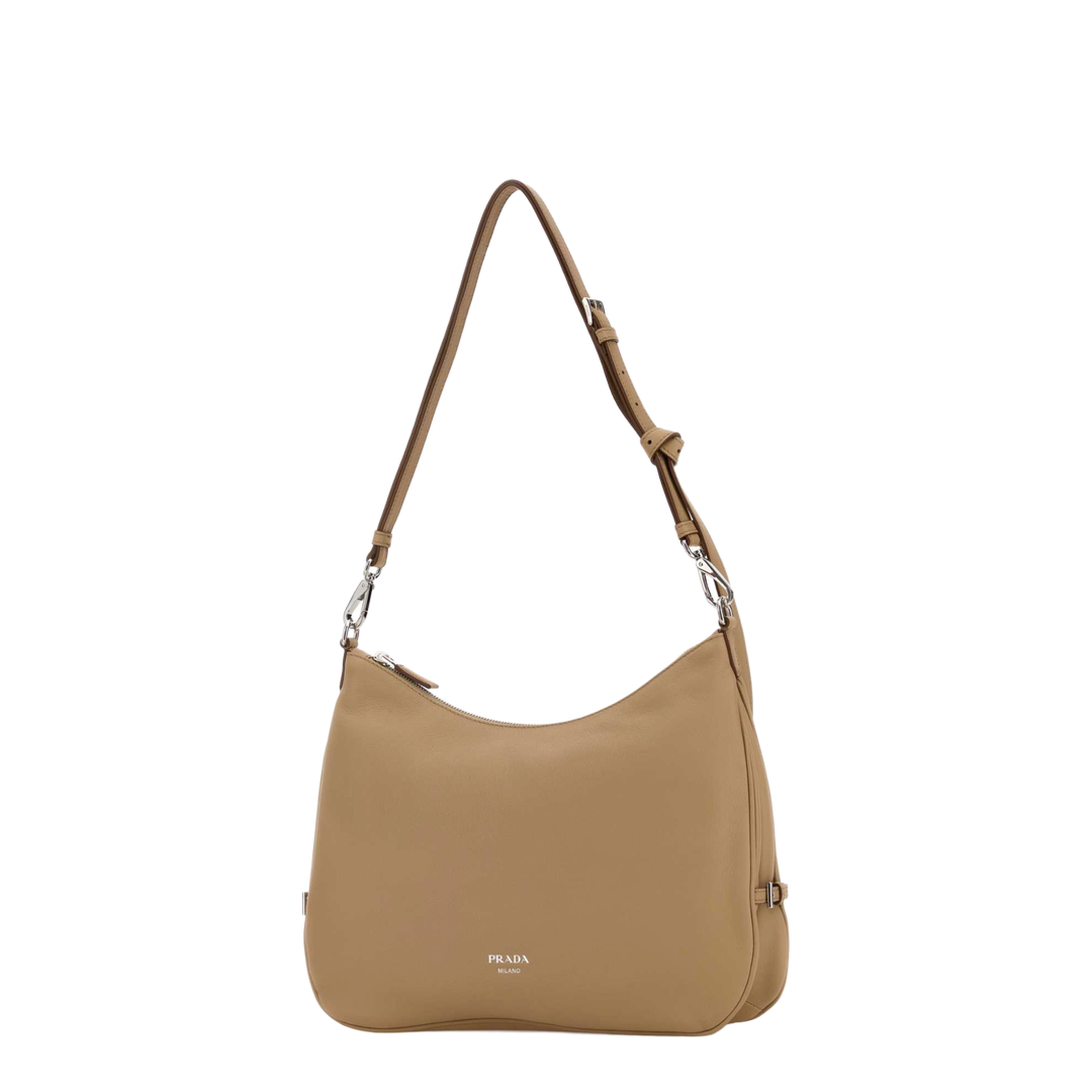 Fold Large Leather Shoulder Bags - Sand Beige - Image 2