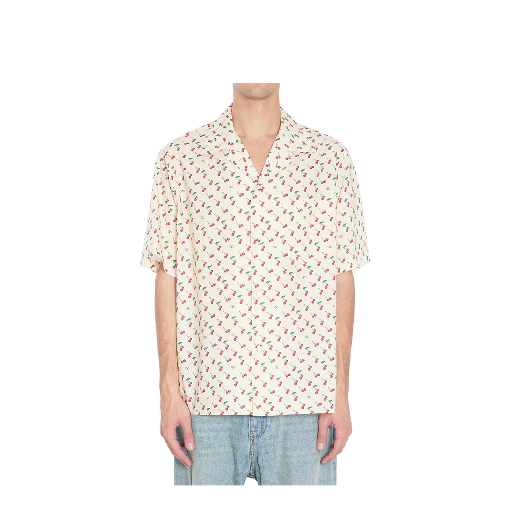 Cotton Poplin Bowling Shirt With Cherryfic Print - Image 1