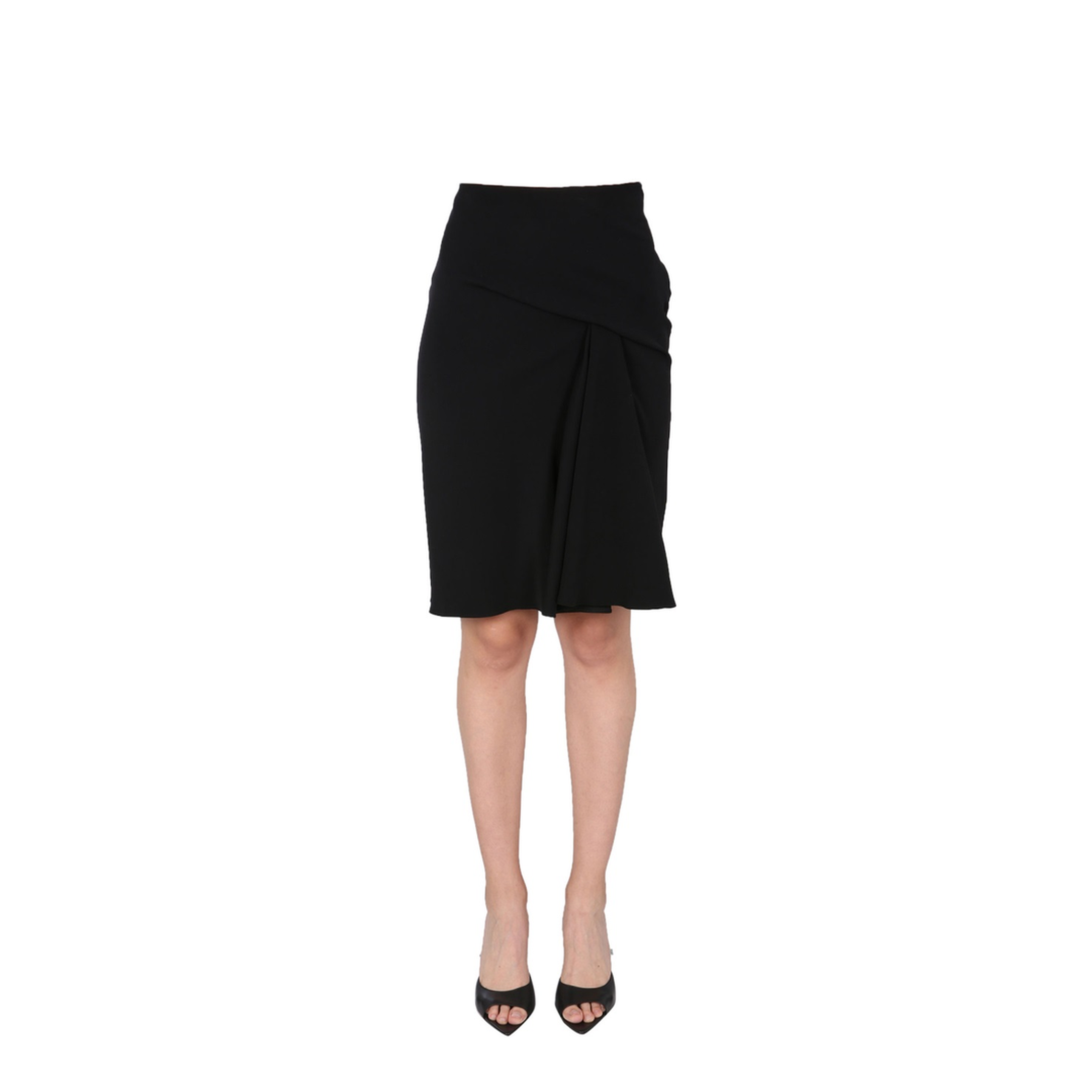 Chic Midi Skirt With Side Zip Closure In Black - Image 1