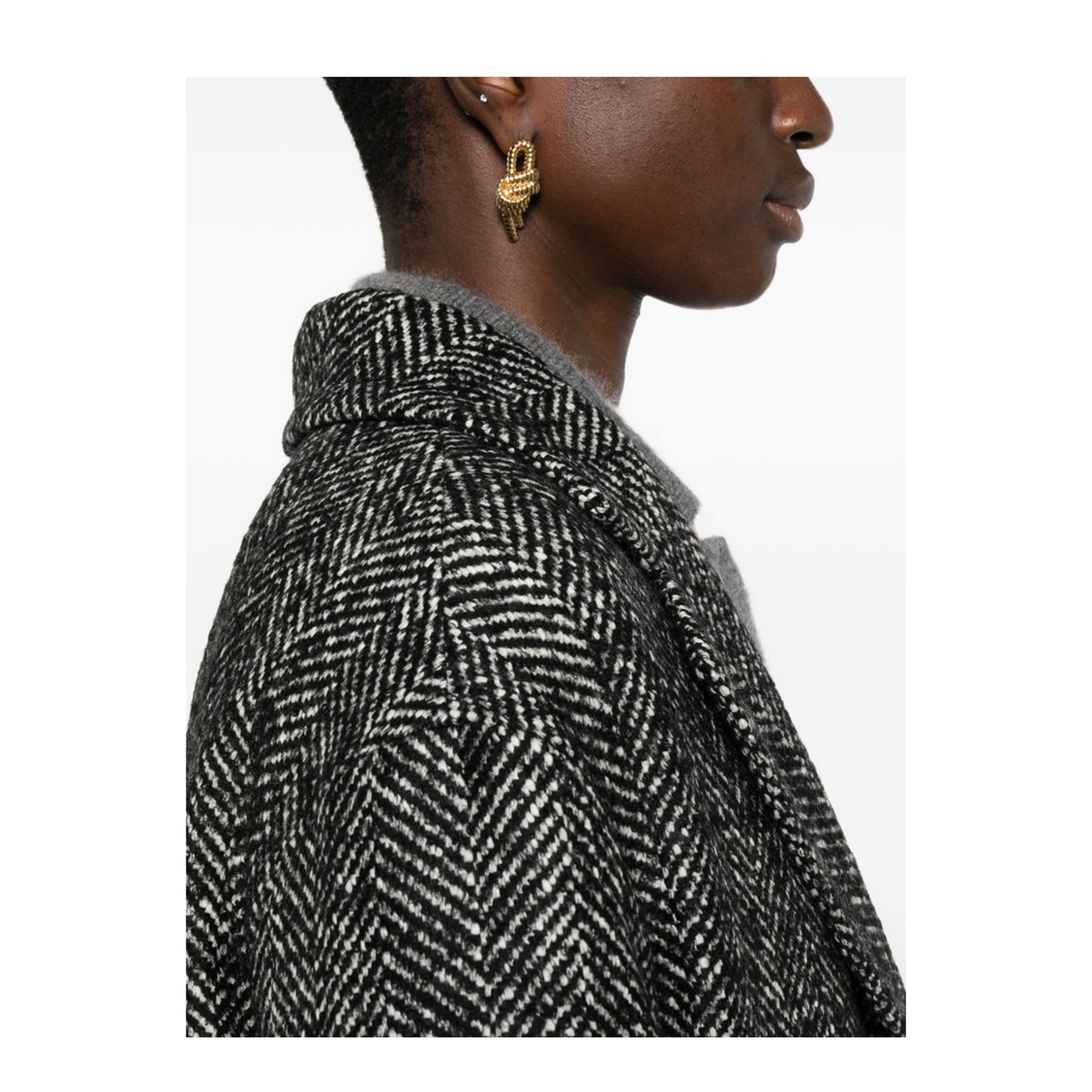 Wool Blend Single-breasted Coat Black - Image 4