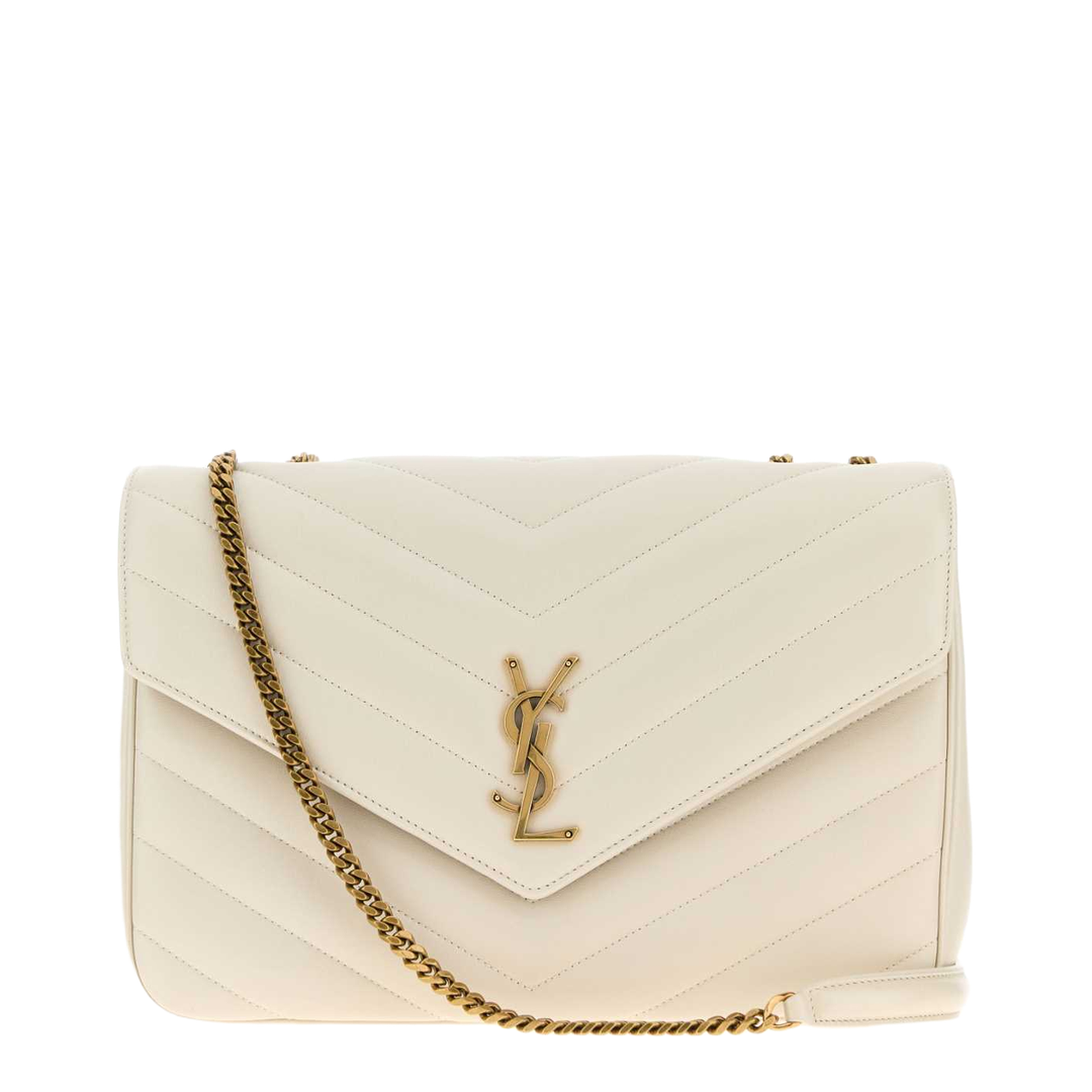LOULOU Large Matelassé Lambskin Chain Bag - White - Image 1