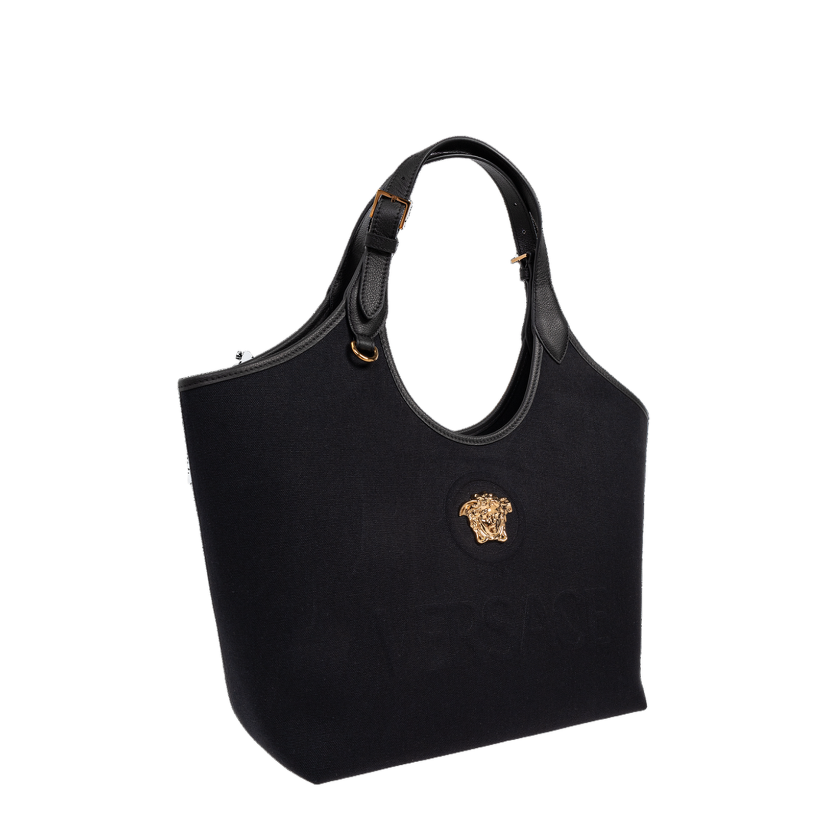 La Medusa Canvas Tote Bag Leather Black - Image 4