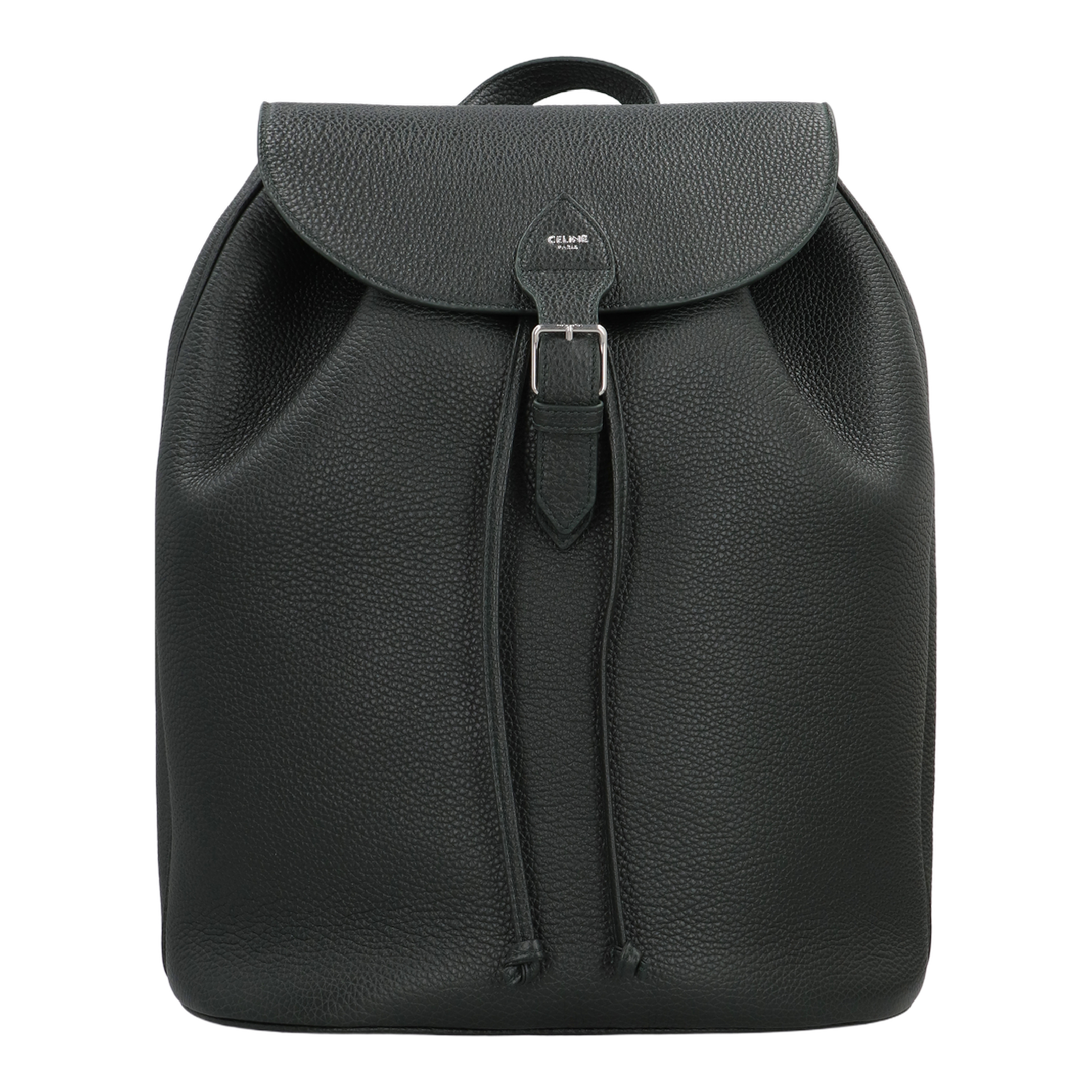 Large Backpack Folco in Grained Calfskin - Night Green - Image 5