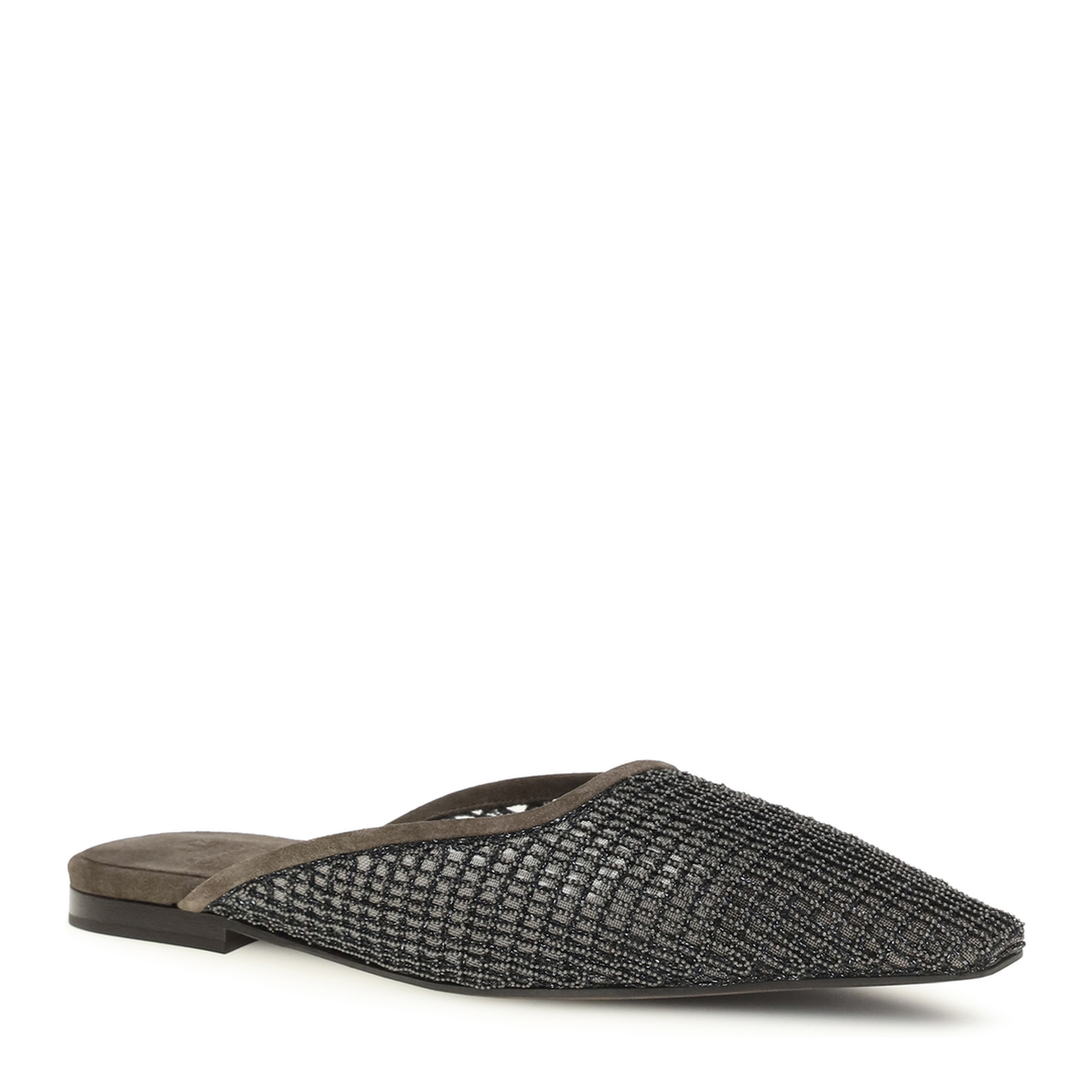 Suede Ballerinas with Embellished Net Embroidery - Image 2