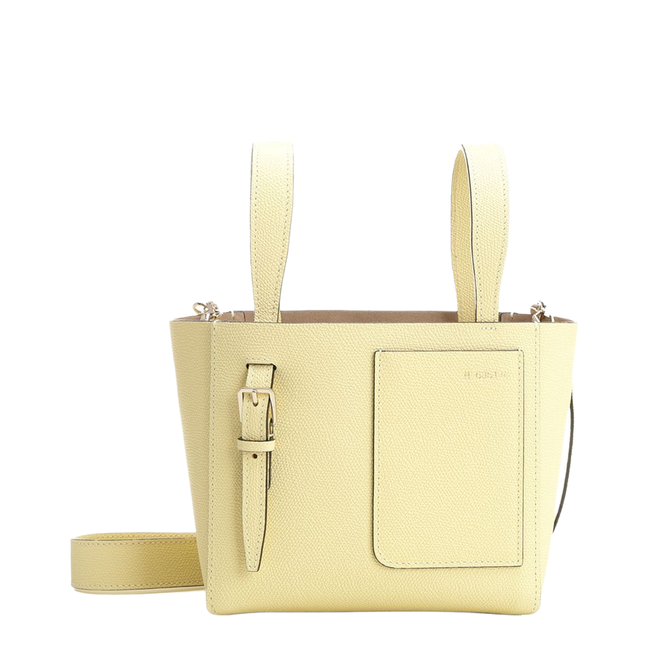 Micro Bucket Leather Shoulder Bag - Yellow - Image 1