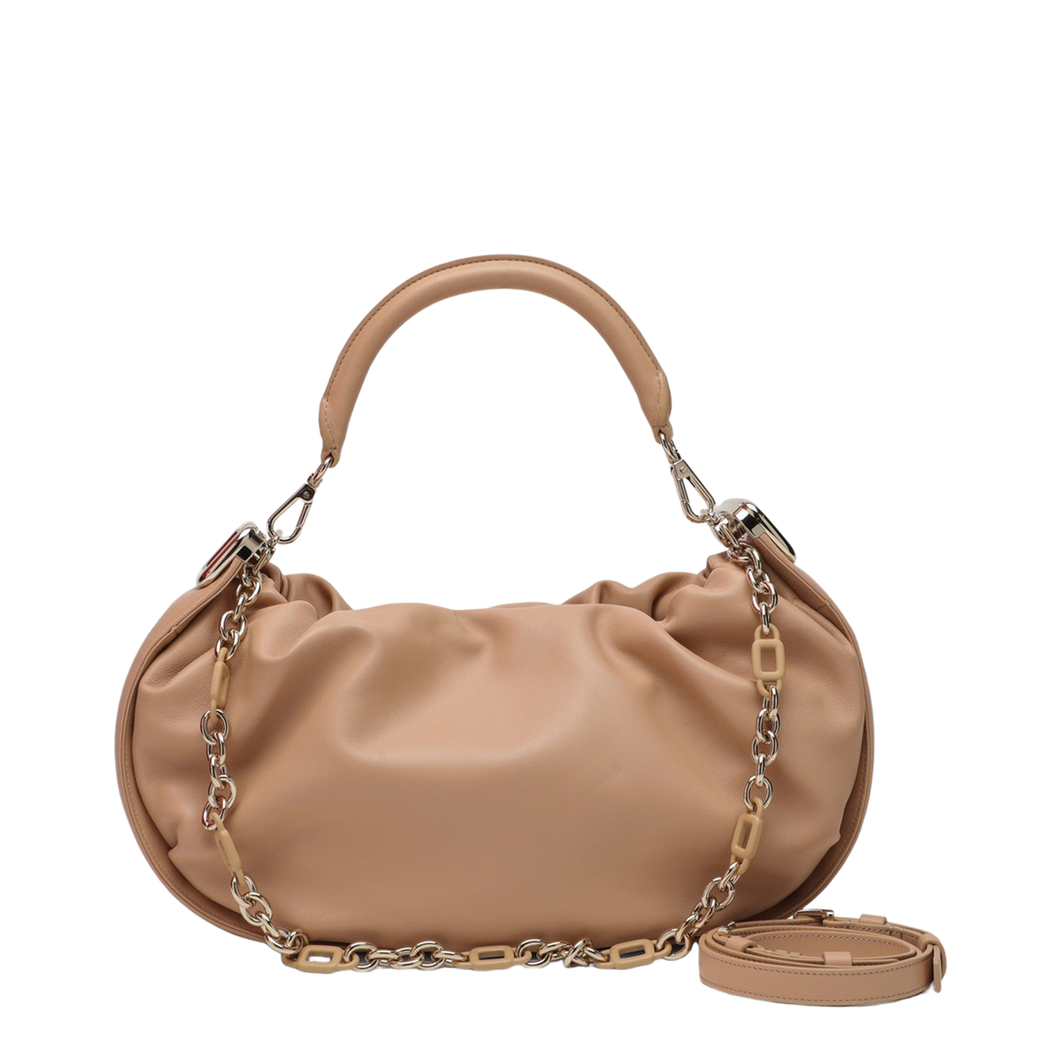 Viv’ Choc Medium Leather Hobo Bag - Desert Beige - Image 1