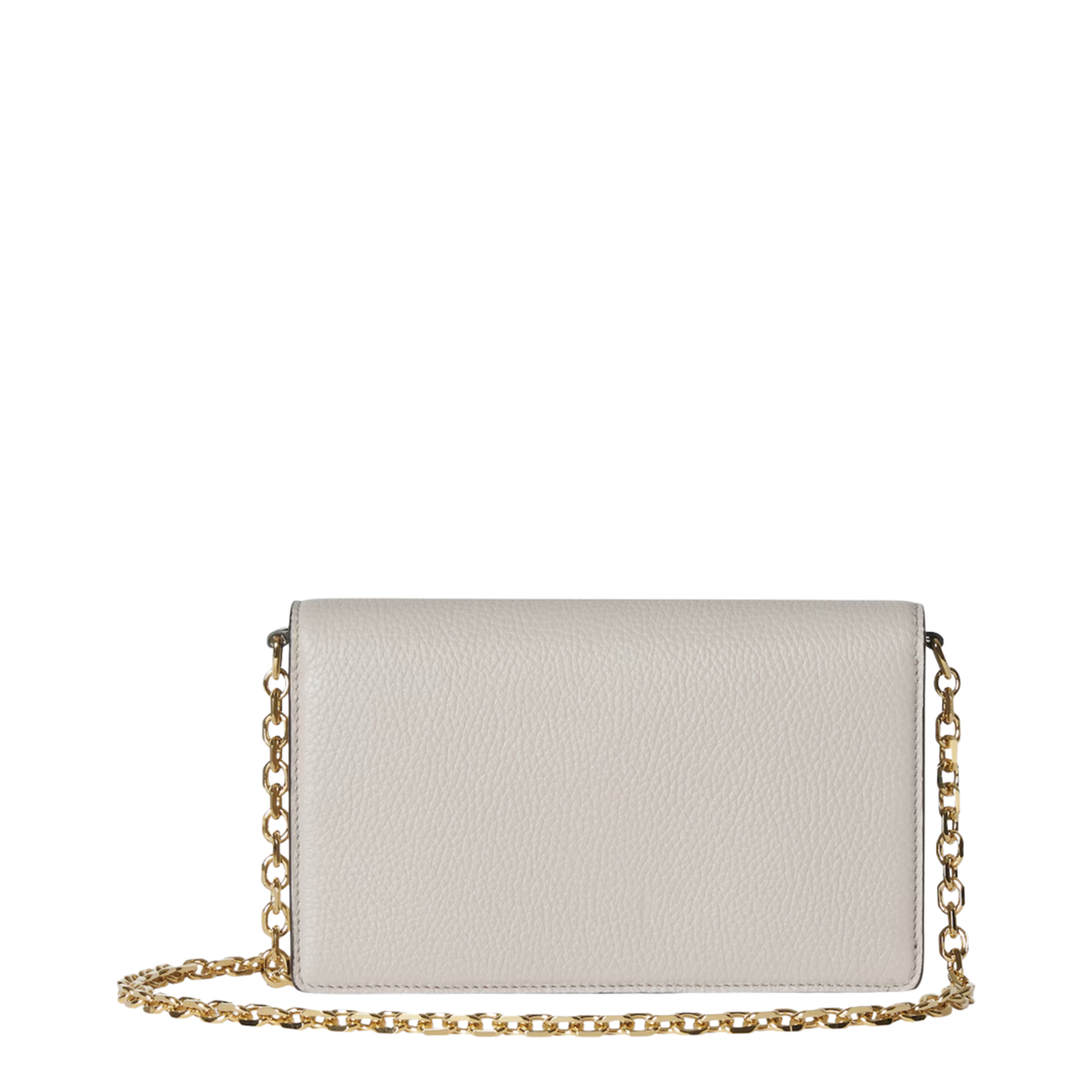 Half Horsebit Soft Grainy Leather Wallet On Chain - Light Grey - Image 2