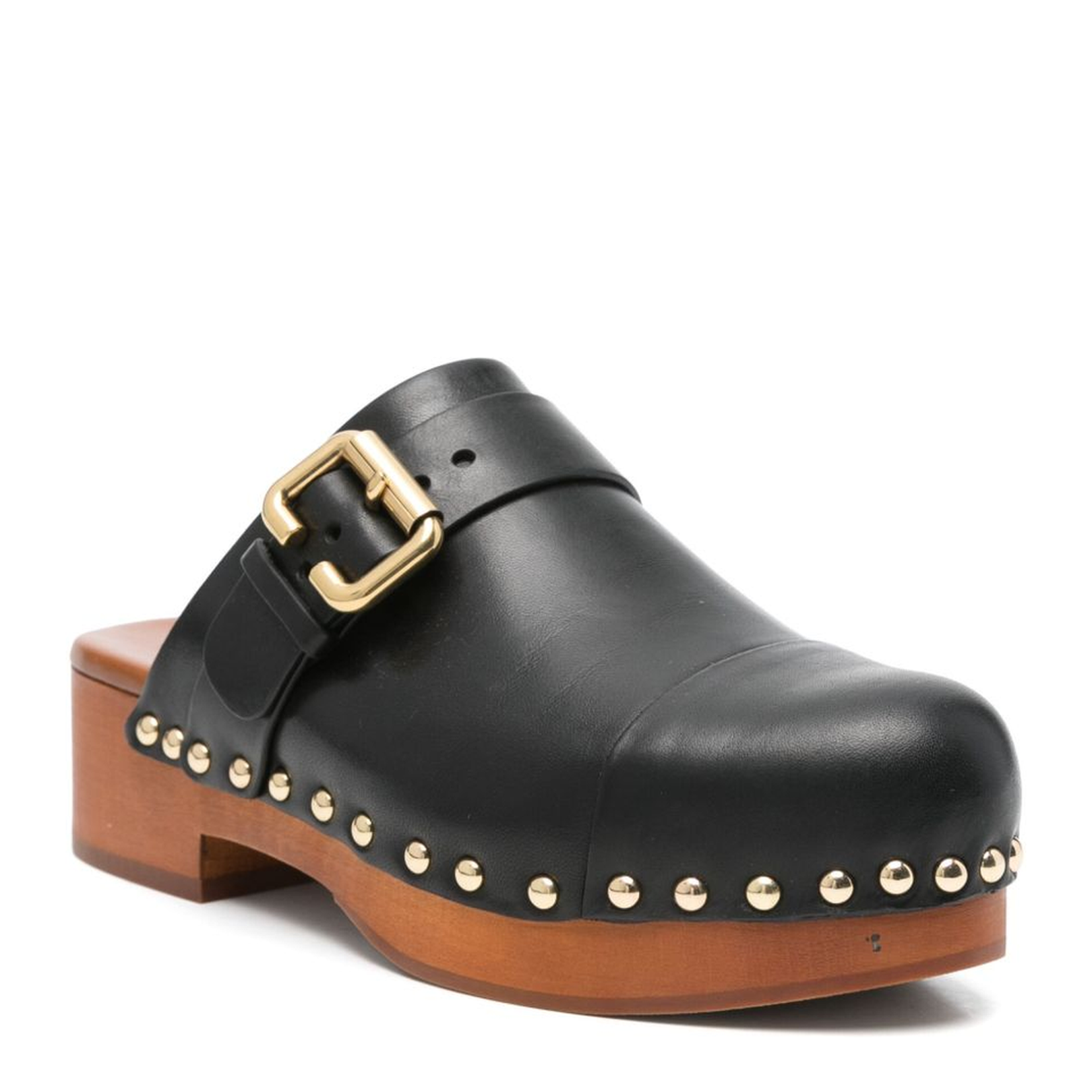 Black Slip-On Clog with Decorative Buckle Detail - Image 3