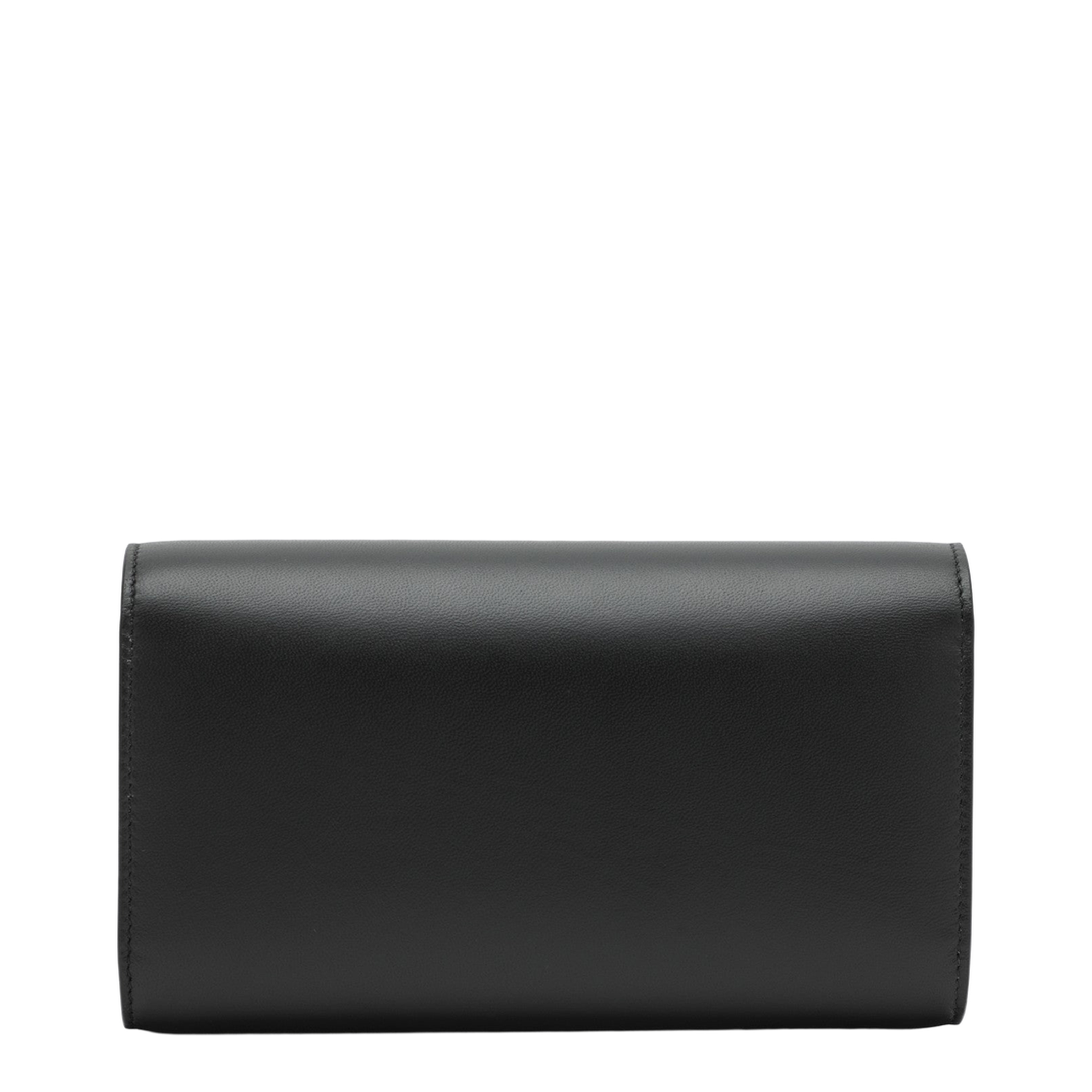 Bettina Lamb Nappa Wallet On Chain - Black / Gold - Image 2